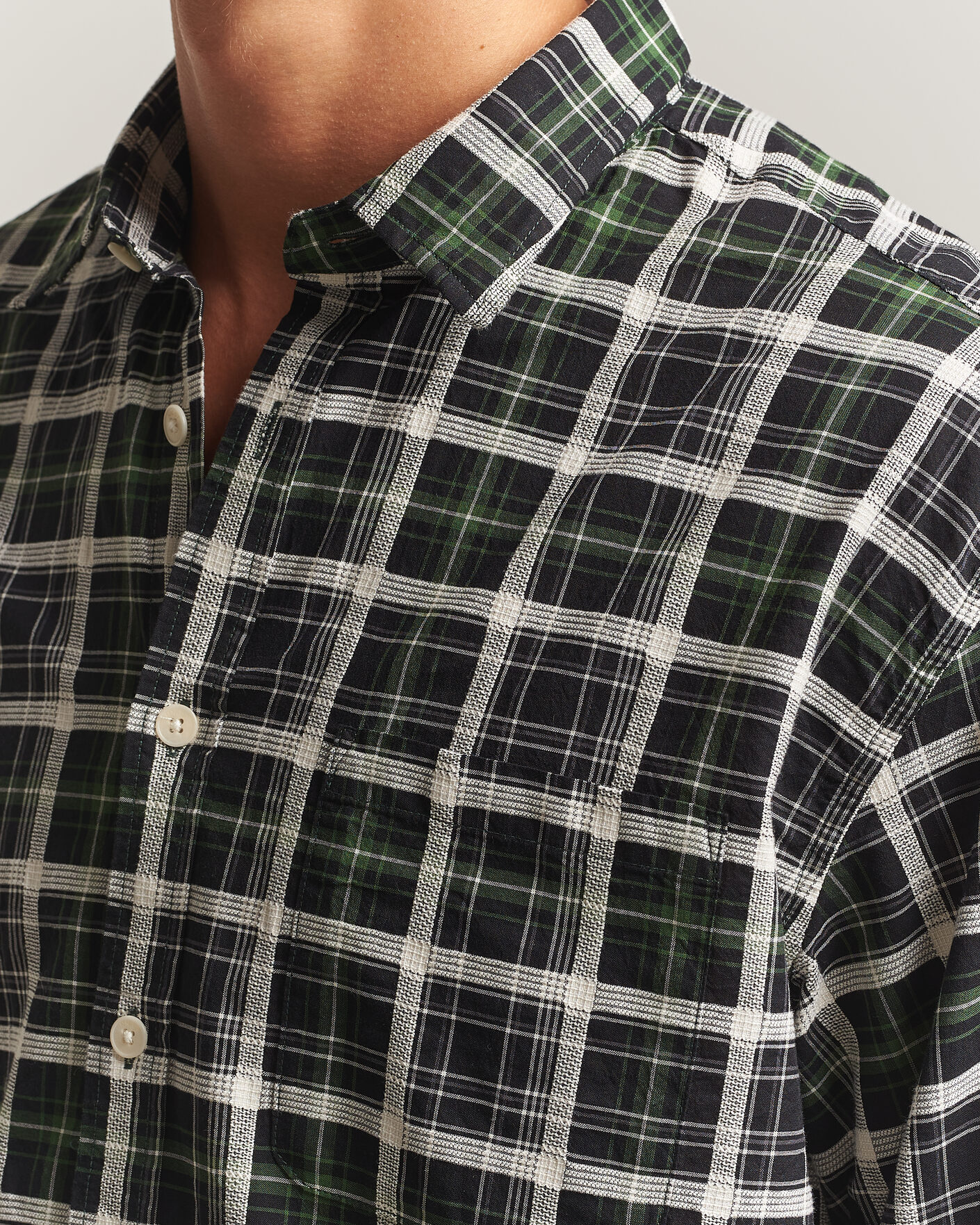 Mies | Kauluspaidat | NN07 | Deon Cotton Checked Shirt Fern Green