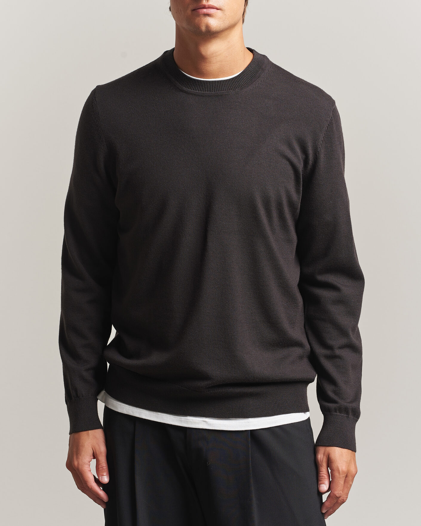 Mies | Puserot | NN07 | Ted Merino Crew Neck Pullover Deep Truffle