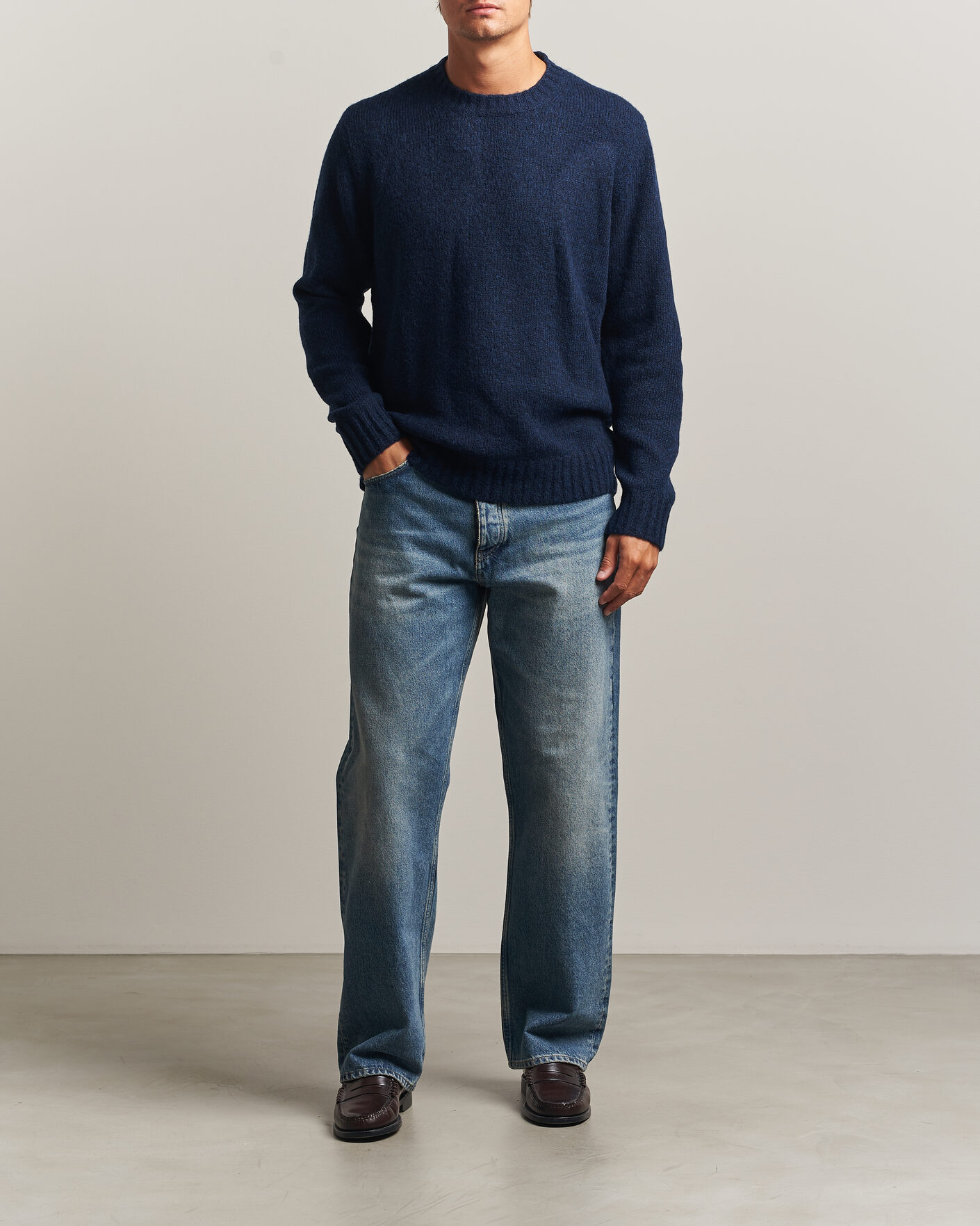 Mies | Puserot | NN07 | Lee Wool Knitted Sweater Navy Blue