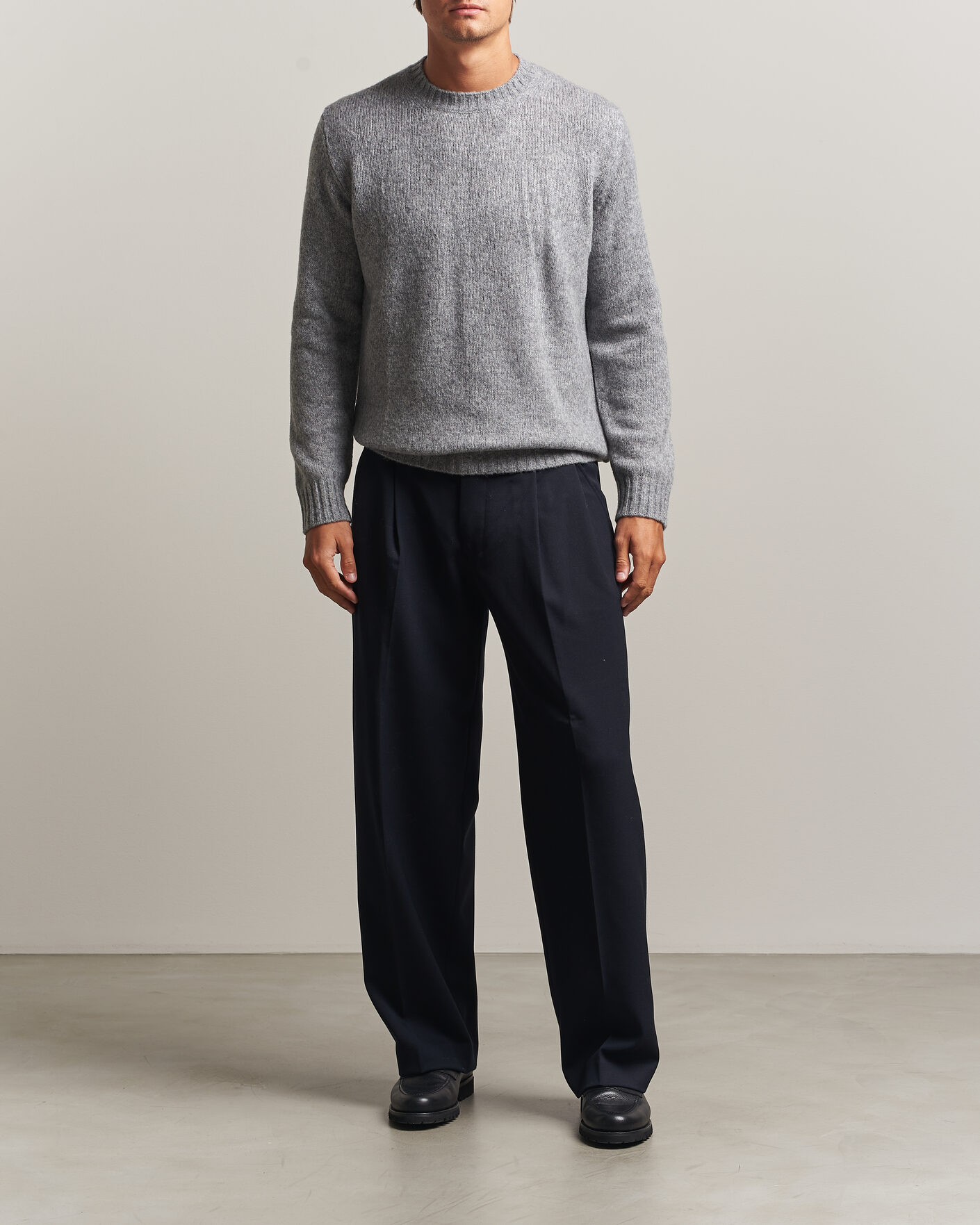 Mies | Puserot | NN07 | Lee Wool Knitted Sweater Grey Melange