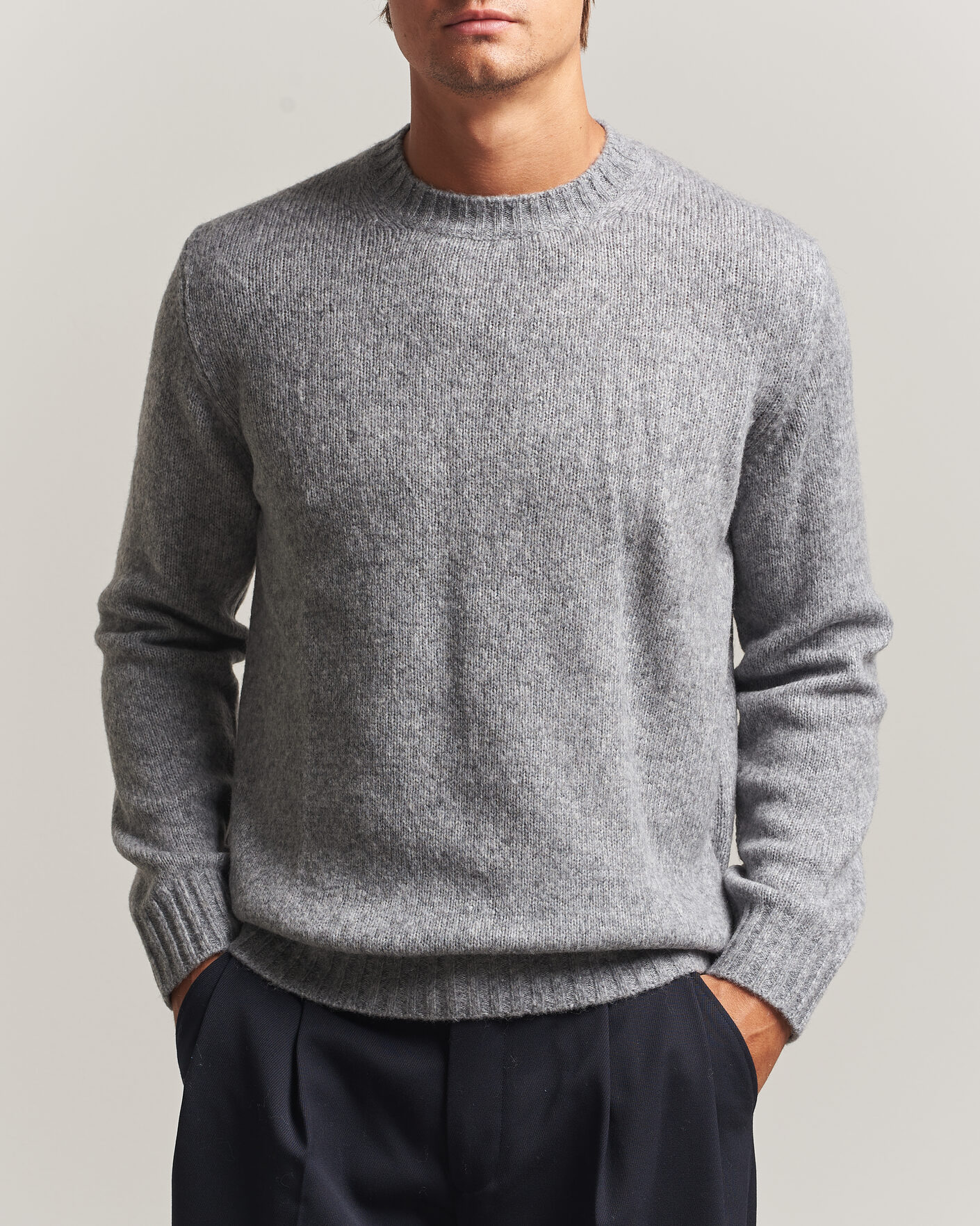 Mies | Puserot | NN07 | Lee Wool Knitted Sweater Grey Melange