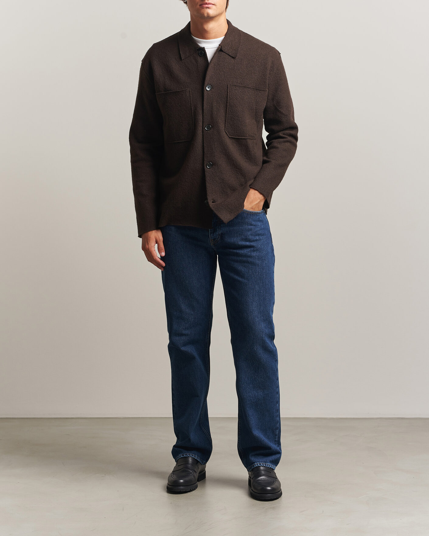 Mies | Puserot | NN07 | Jonas Boiled Wool Cardigan Deep Truffle