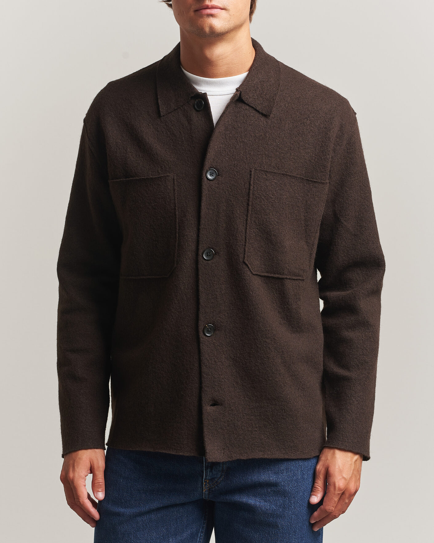 Mies | Puserot | NN07 | Jonas Boiled Wool Cardigan Deep Truffle
