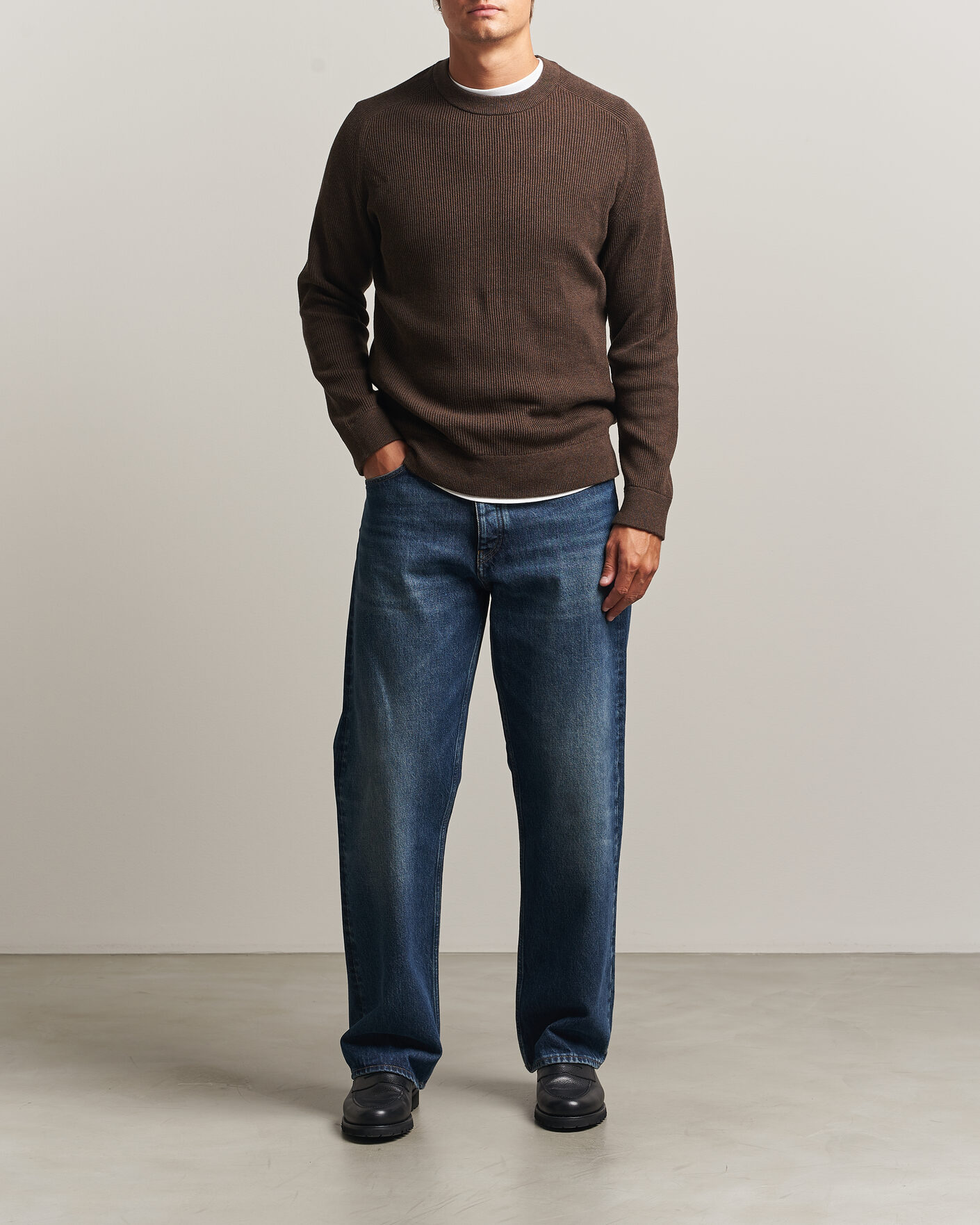 Mies | Puserot | NN07 | Kevin Cotton Knitted Sweater Deep Truffle