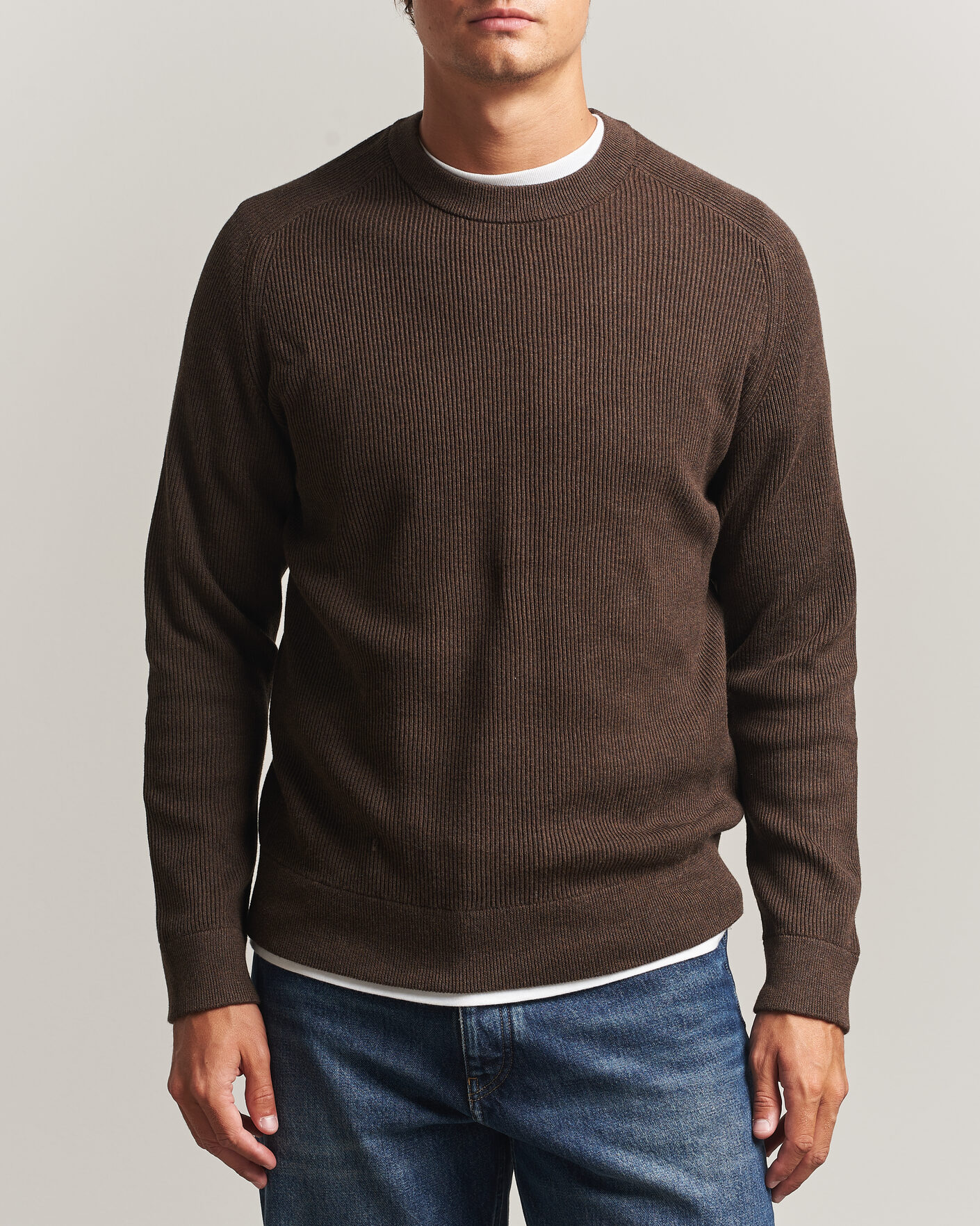 Mies | Puserot | NN07 | Kevin Cotton Knitted Sweater Deep Truffle