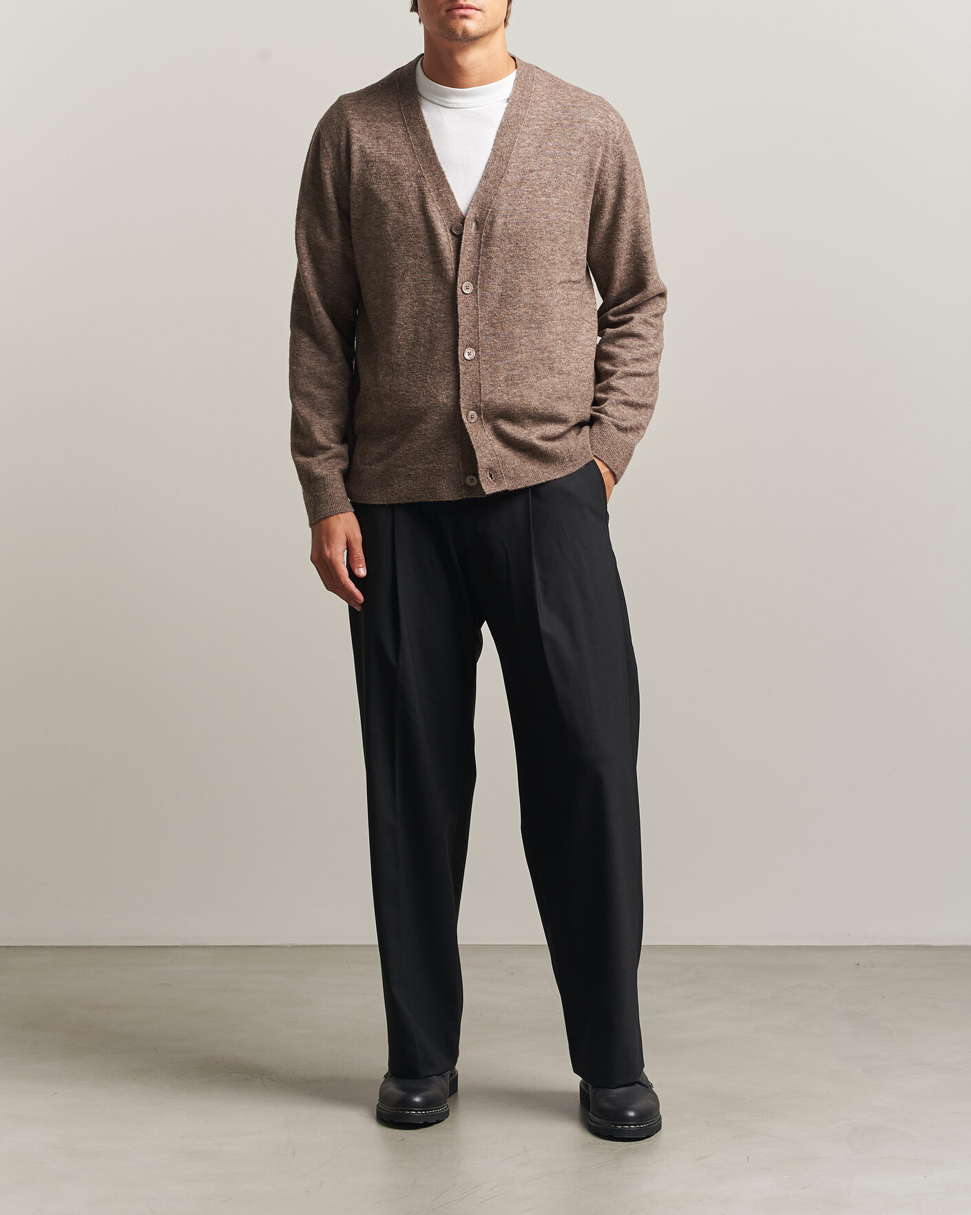 Mies | Puserot | NN07 | Gavin Brushed Wool Knitted Cardigan Desert Clay