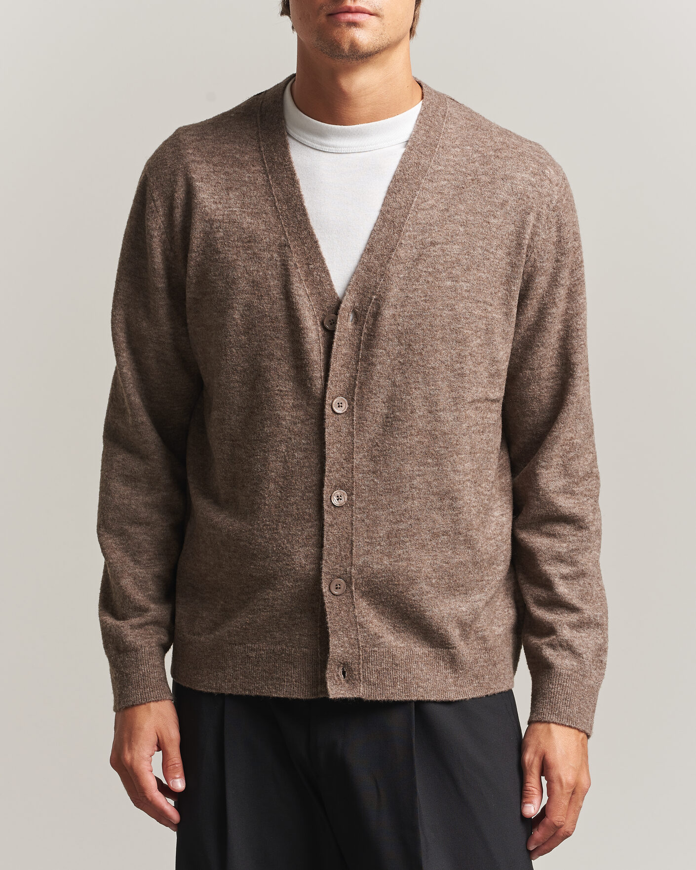 Mies | Puserot | NN07 | Gavin Brushed Wool Knitted Cardigan Desert Clay