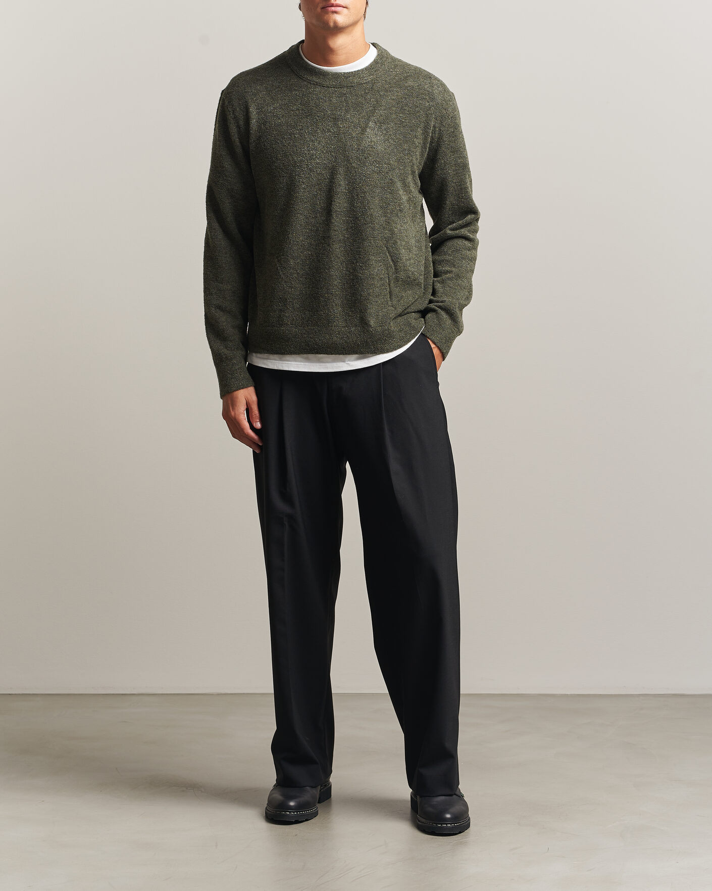 Mies | Puserot | NN07 | Gavin Brushed Wool Knitted Sweater Dark Army