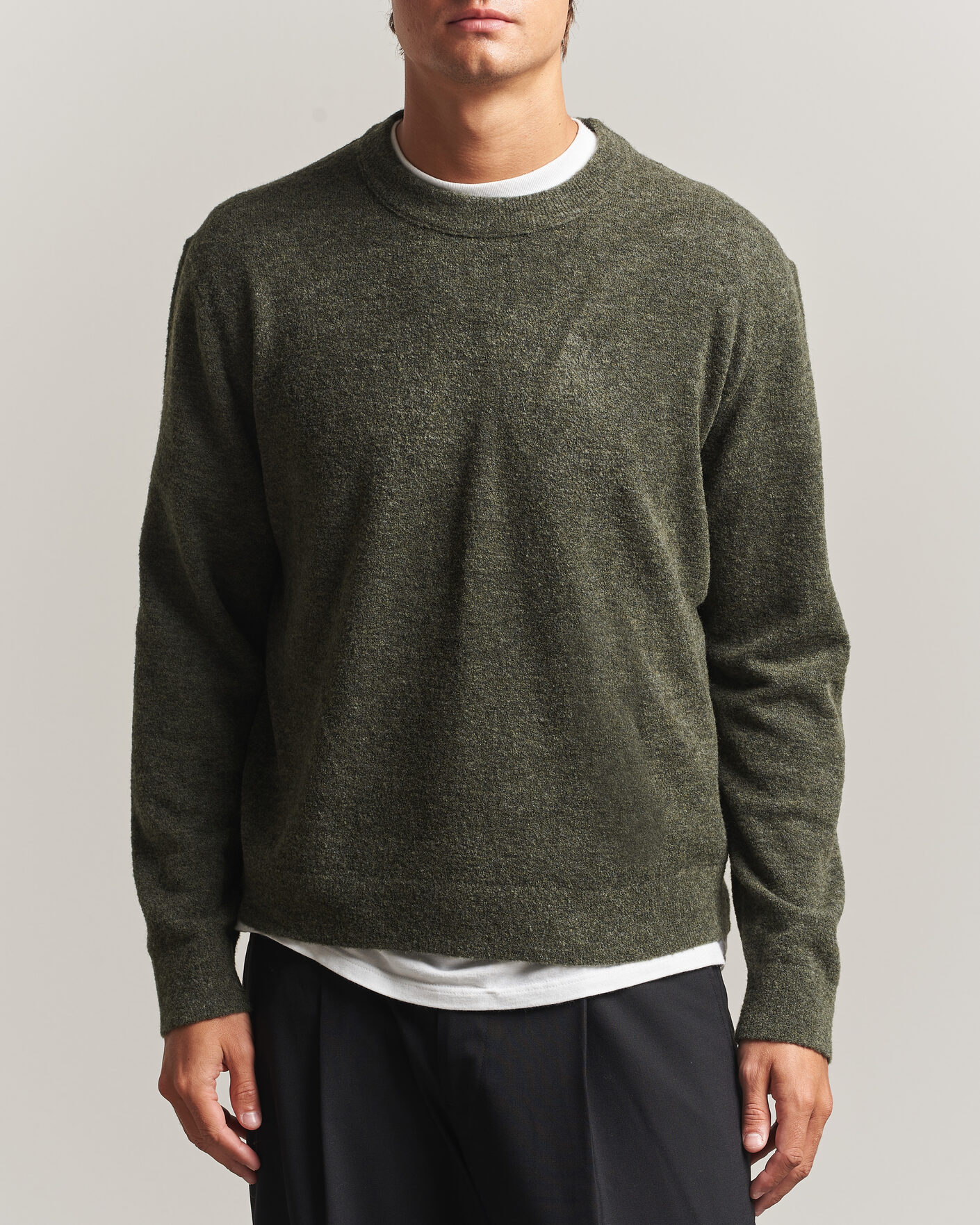 Mies | Puserot | NN07 | Gavin Brushed Wool Knitted Sweater Dark Army