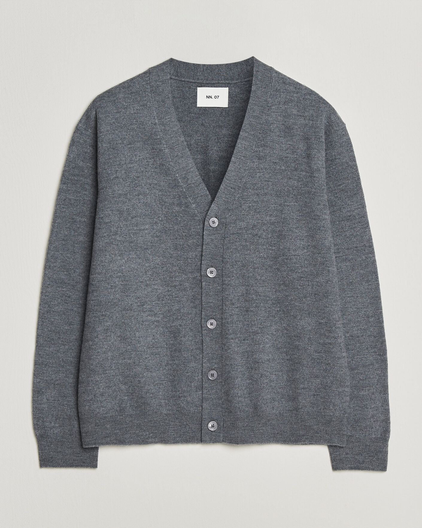Mies | Puserot | NN07 | Jasper Wool Knitted Cardigan Grey Melange