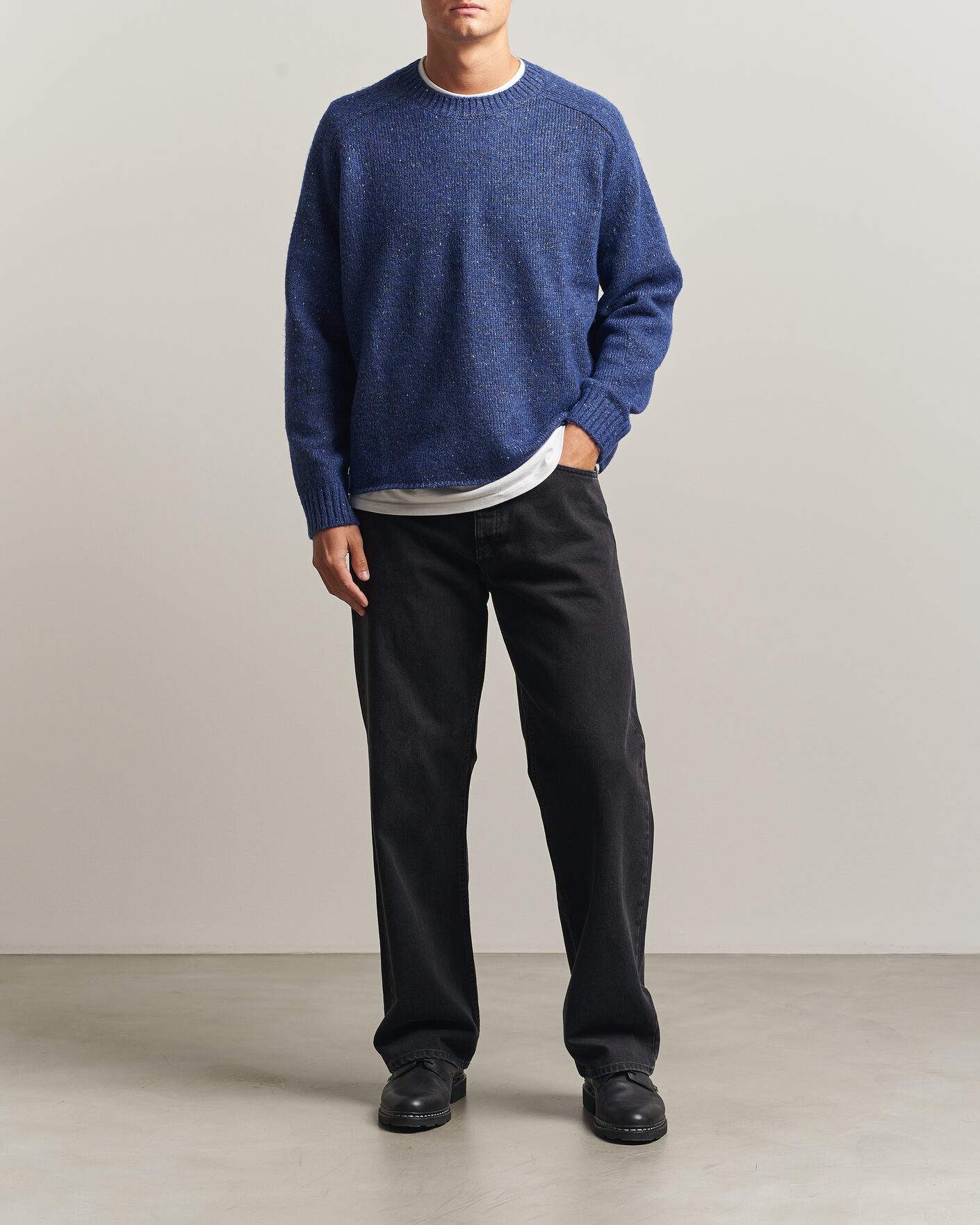 Mies | Puserot | NN07 | Jim Neps Wool Knitted Sweater Blue Ignition