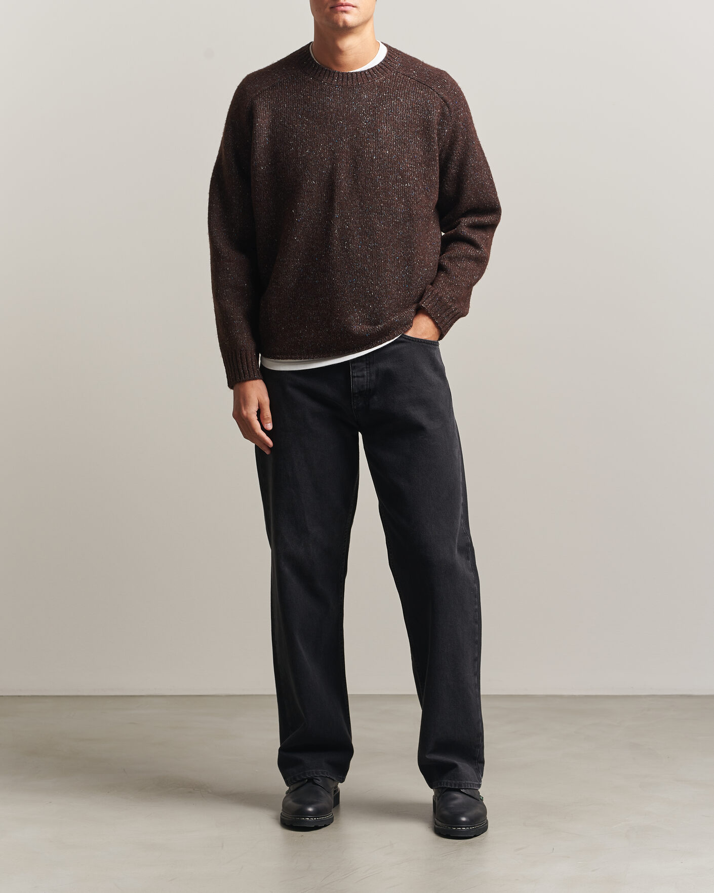Mies | Puserot | NN07 | Jim Neps Wool Knitted Sweater Deep Truffle