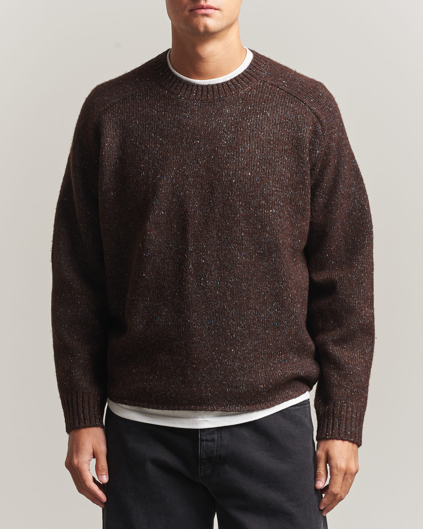 Mies | Puserot | NN07 | Jim Neps Wool Knitted Sweater Deep Truffle