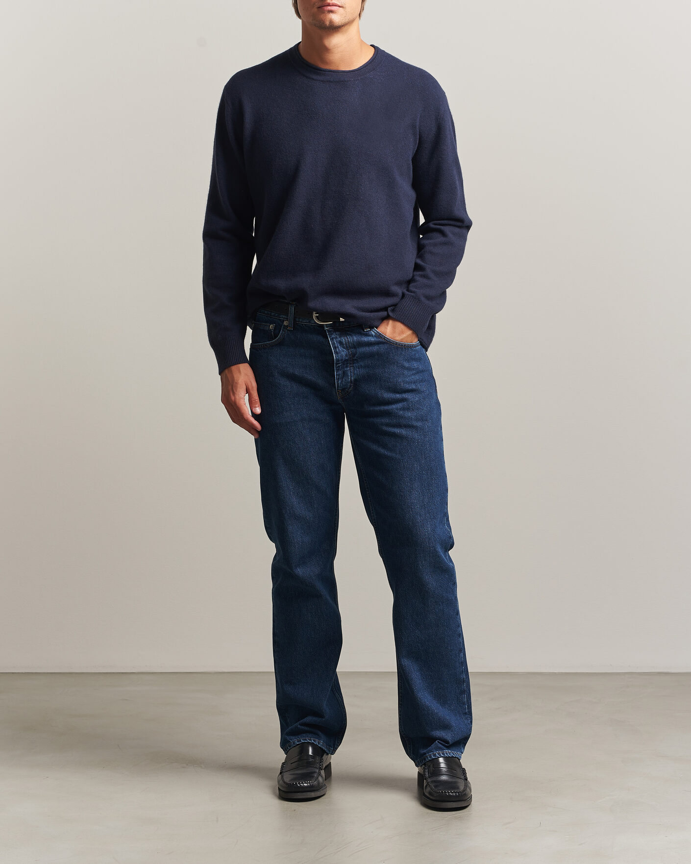 Mies | Puserot | NN07 | Sammy Wool Knitted Sweater Navy Melange