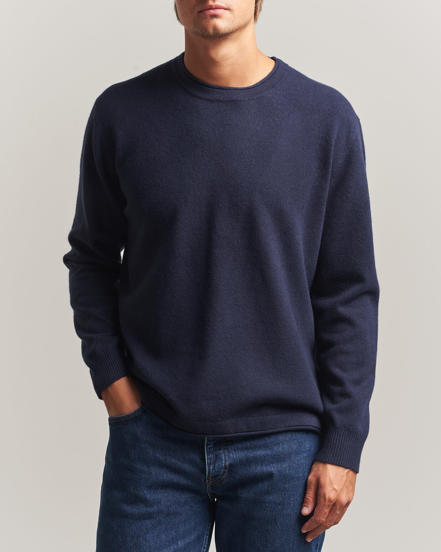 Mies | Puserot | NN07 | Sammy Wool Knitted Sweater Navy Melange