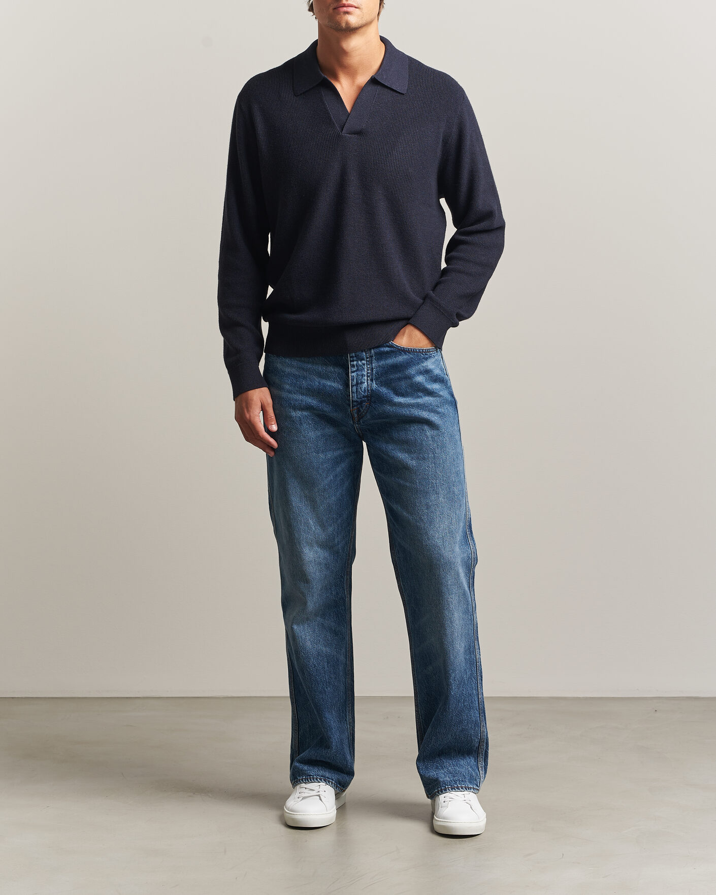 Mies | Puserot | NN07 | Hope Cotton/Cashmere Rib Knitted Polo Navy