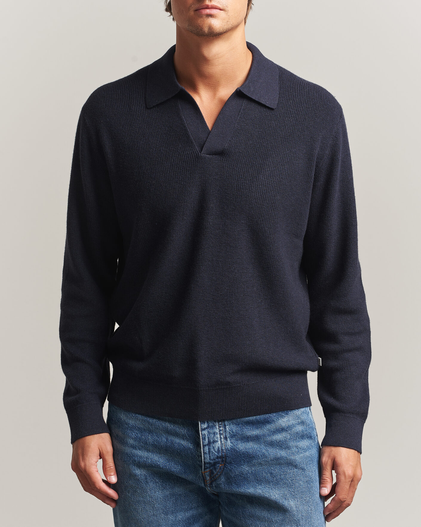 Mies | Puserot | NN07 | Hope Cotton/Cashmere Rib Knitted Polo Navy