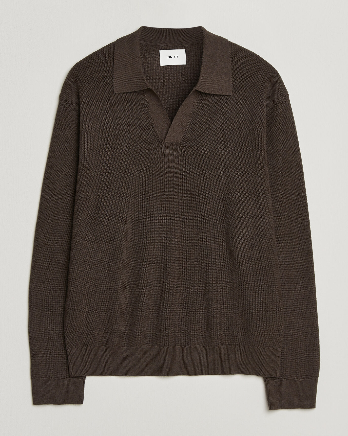 Mies | Puserot | NN07 | Hope Cotton/Cashmere Rib Knitted Polo Brown