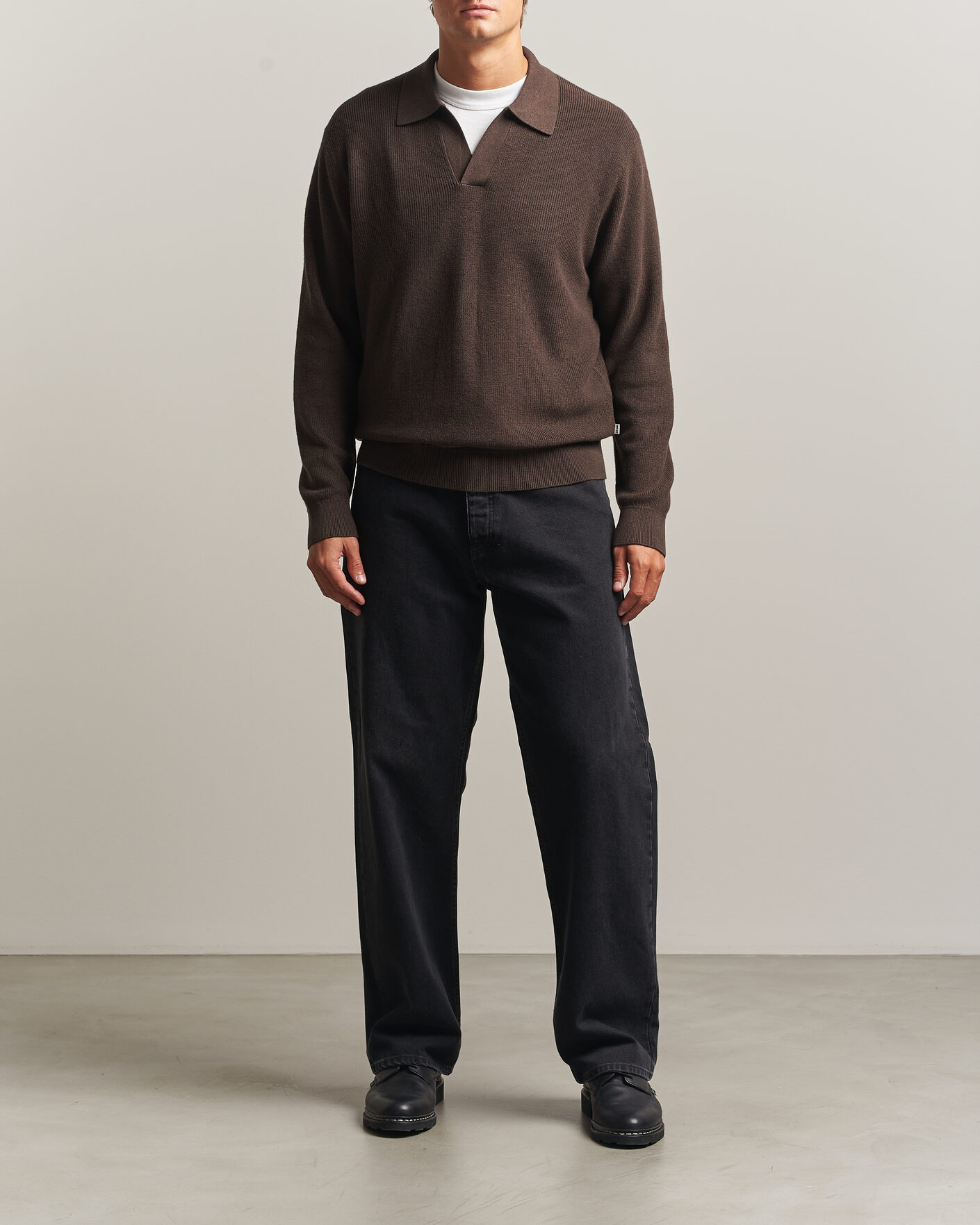 Mies | Puserot | NN07 | Hope Cotton/Cashmere Rib Knitted Polo Brown