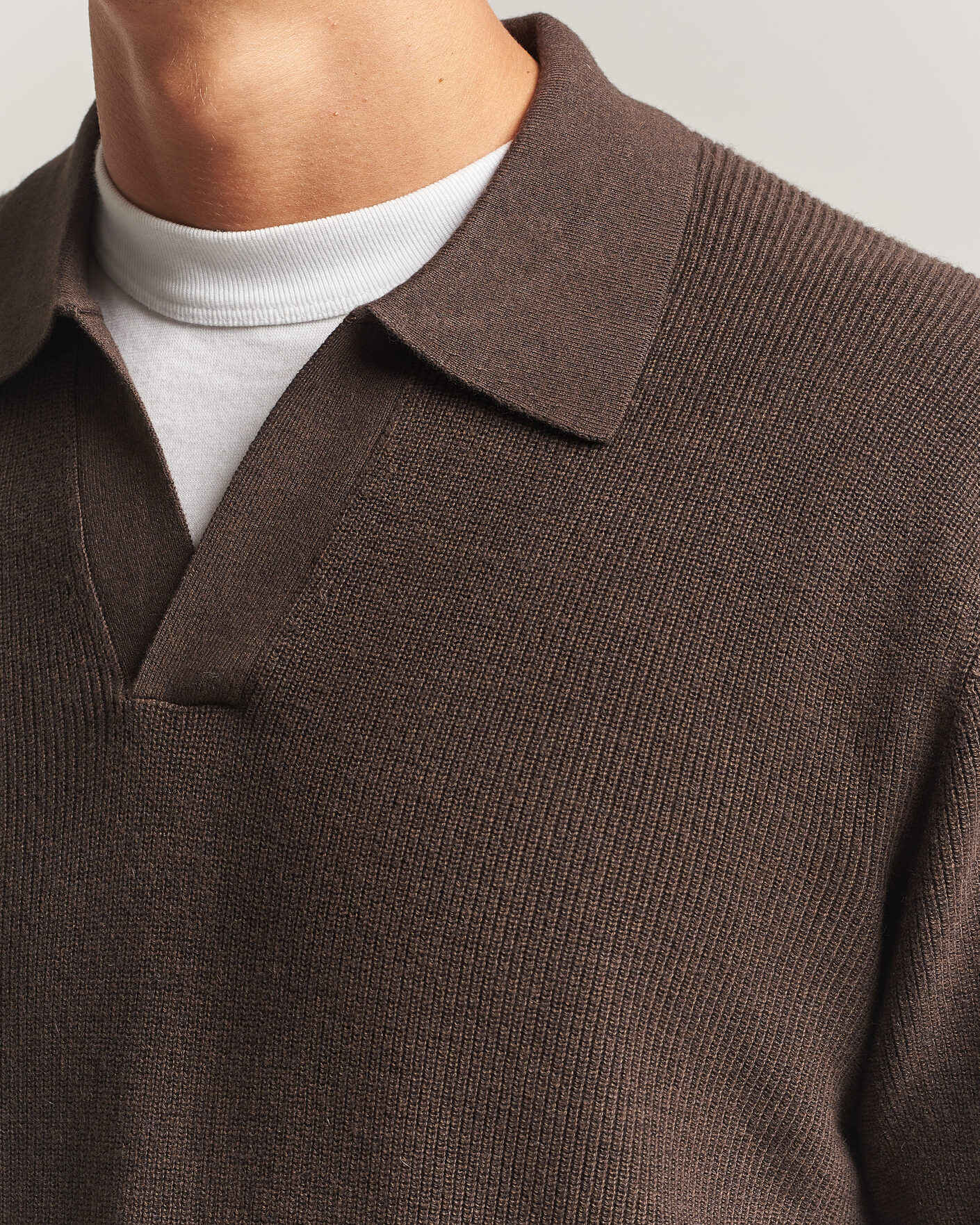Mies | Puserot | NN07 | Hope Cotton/Cashmere Rib Knitted Polo Brown