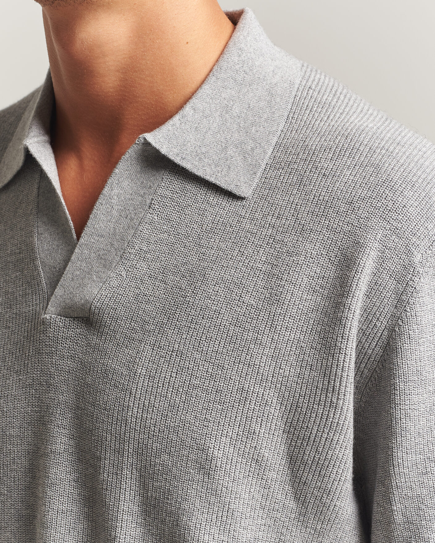 Mies | Puserot | NN07 | Hope Cotton/Cashmere Rib Knitted Polo Grey