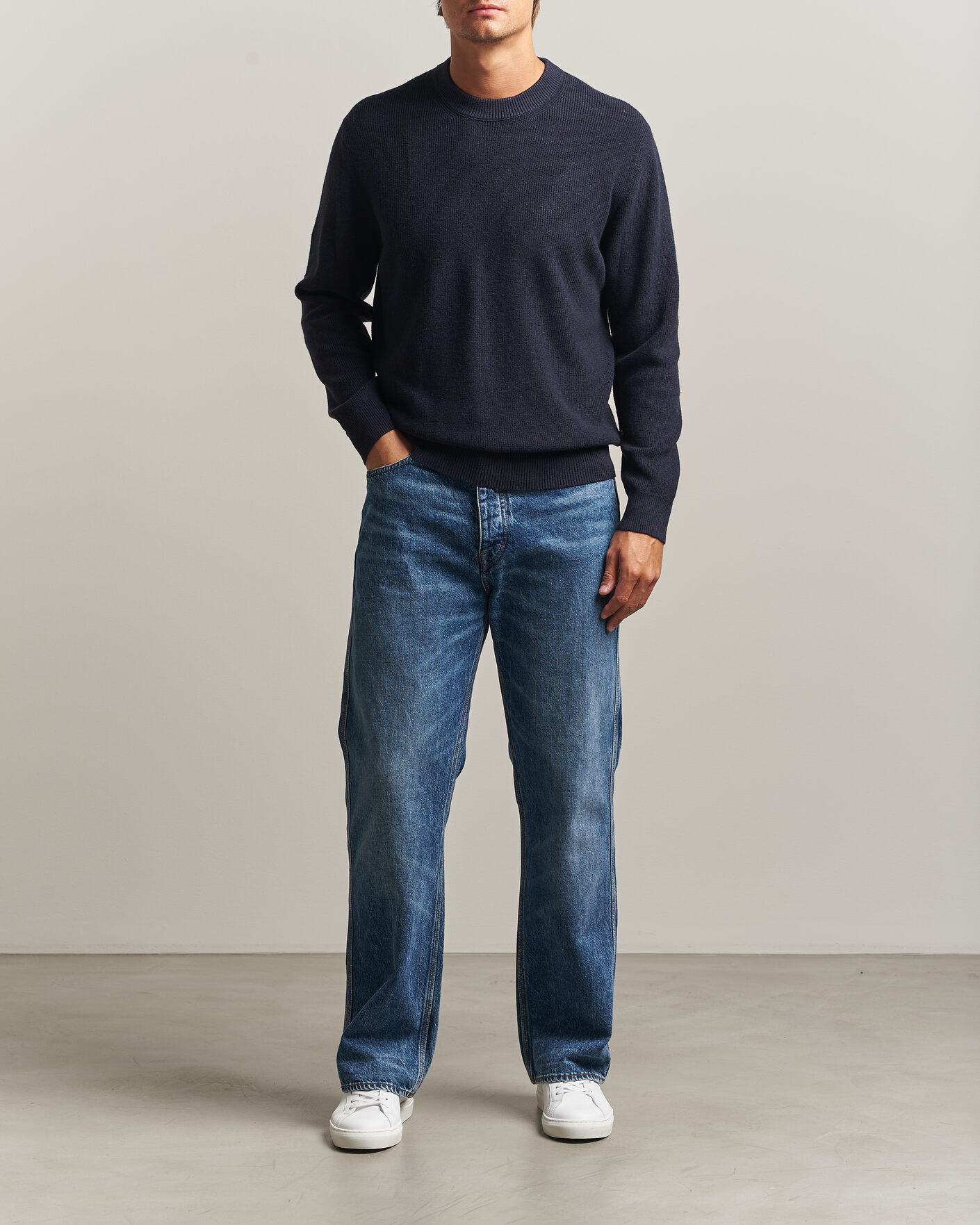 Mies | Puserot | NN07 | Hope Cotton/Cashmere Rib Knitted Sweater Navy