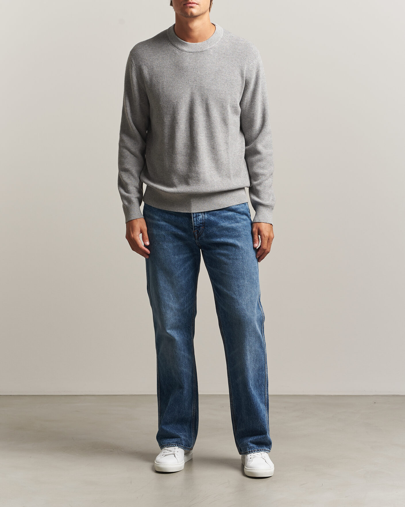 Mies | Puserot | NN07 | Hope Cotton/Cashmere Rib Knitted Sweater Grey