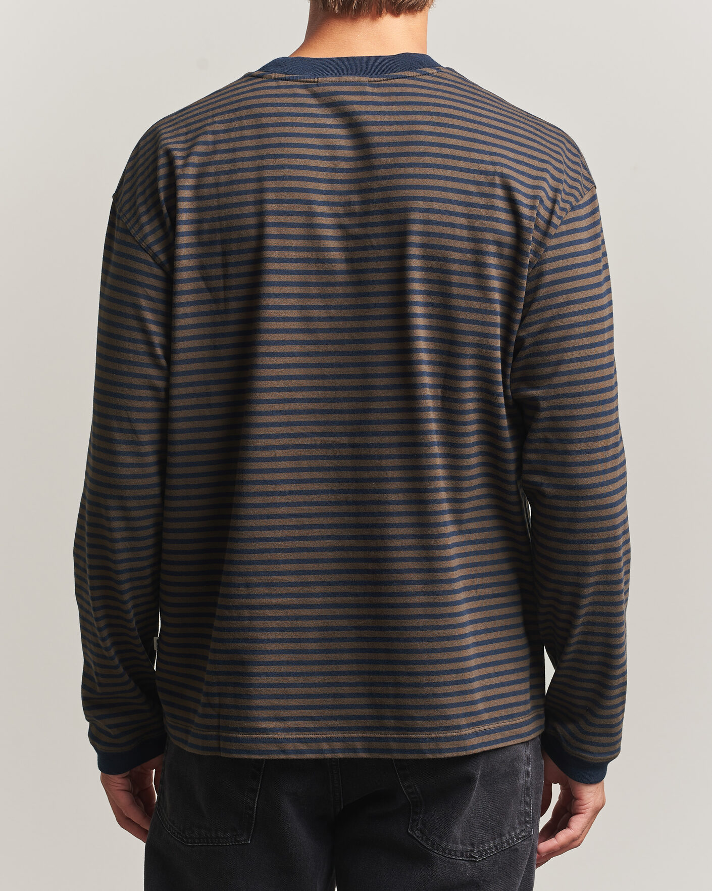 Mies | T-paidat | NN07 | Lionel Striped Long Sleeve T-Shirt Navy/Brown