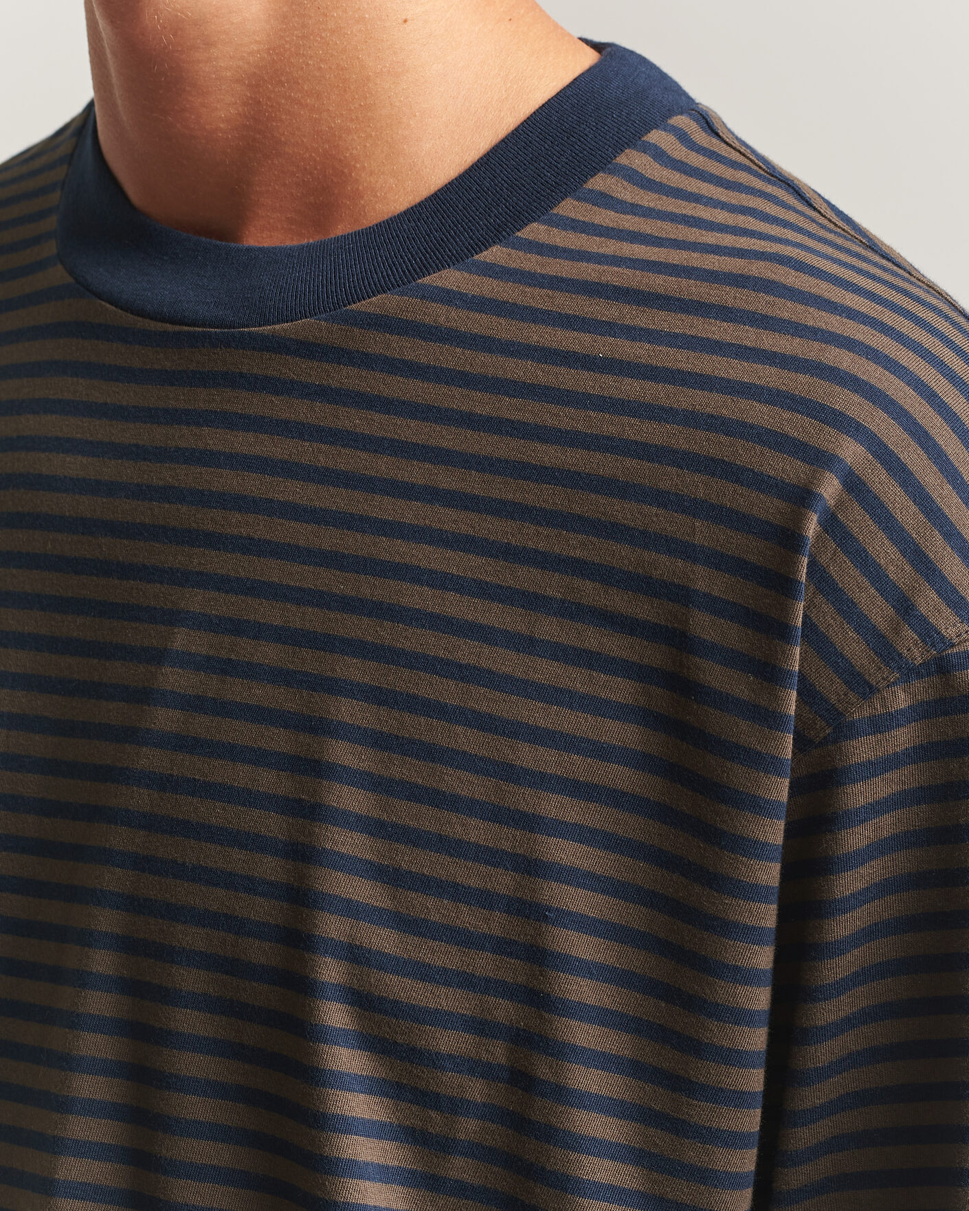 Mies | T-paidat | NN07 | Lionel Striped Long Sleeve T-Shirt Navy/Brown