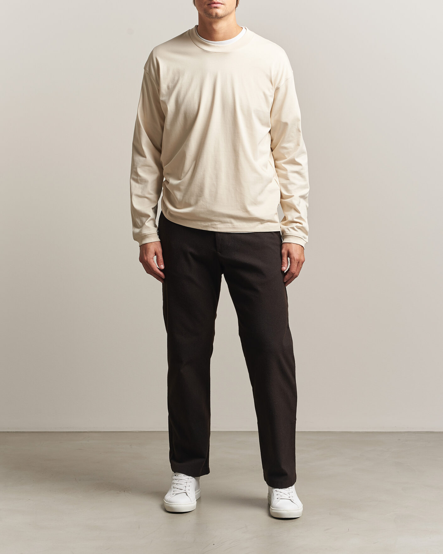 Mies | T-paidat | NN07 | Lionel Suvin Cotton Long Sleeve T-Shirt Ivory