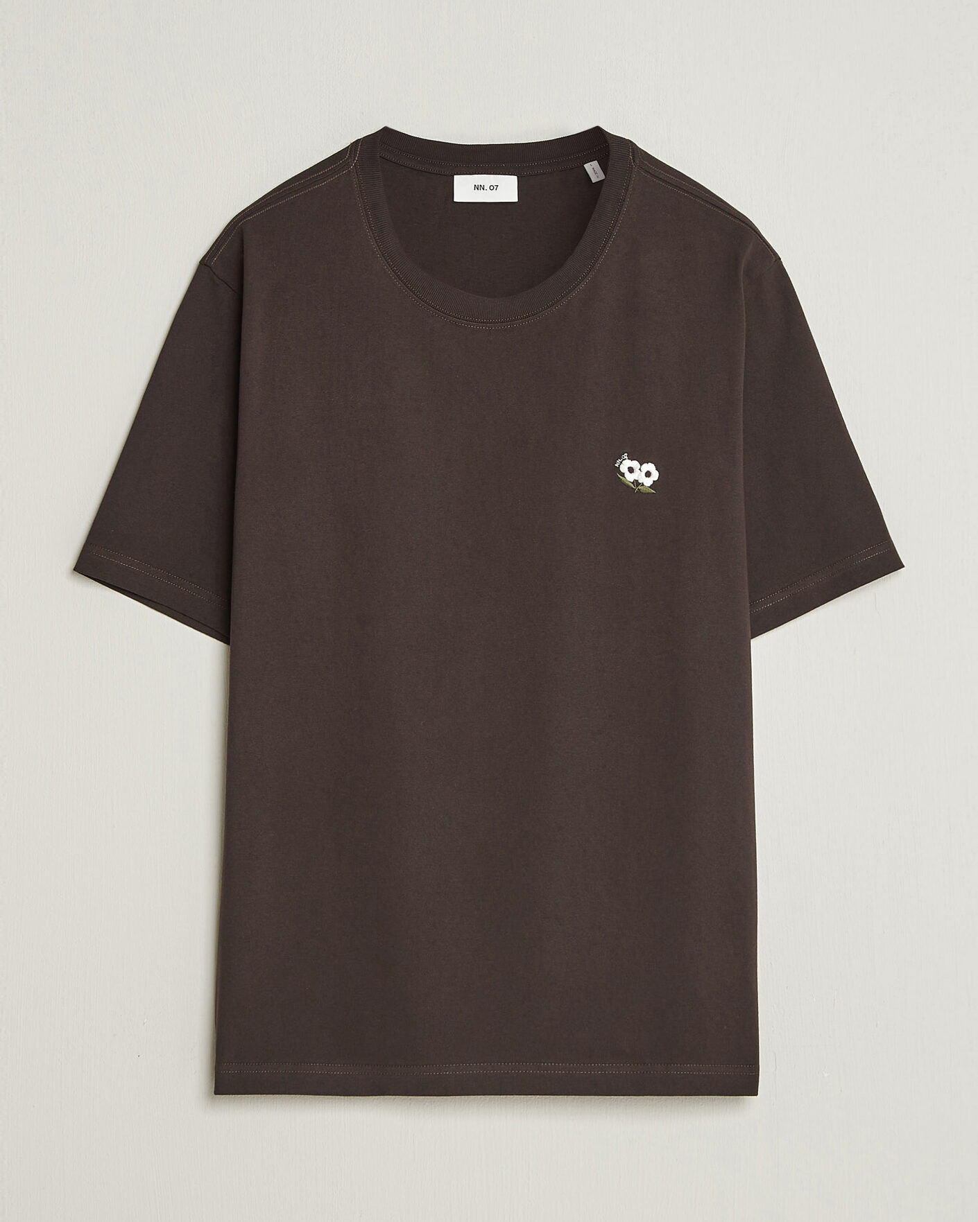 Mies | T-paidat | NN07 | Jett Embroidered Crew Neck T-Shirt Deep Truffle
