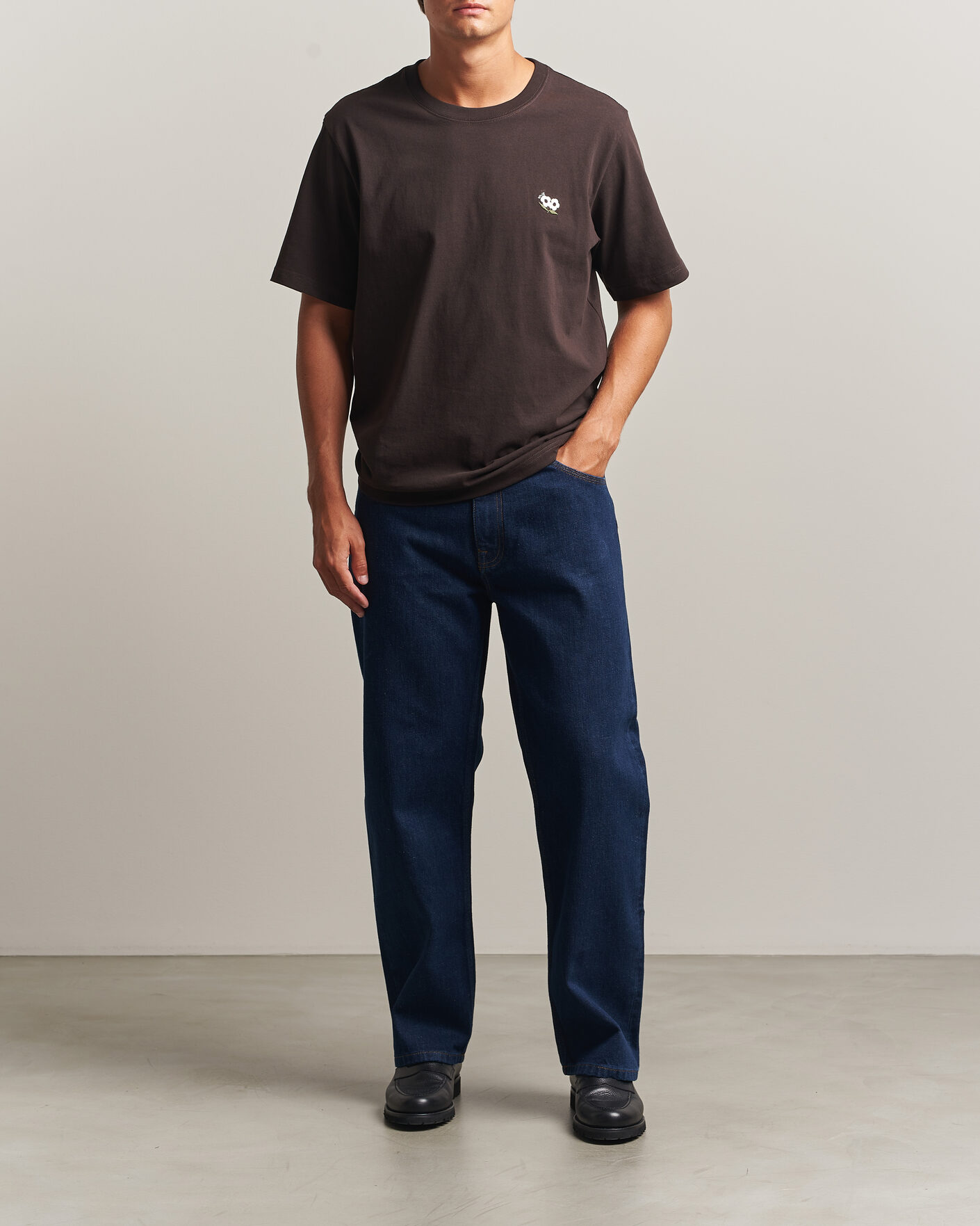 Mies | T-paidat | NN07 | Jett Embroidered Crew Neck T-Shirt Deep Truffle