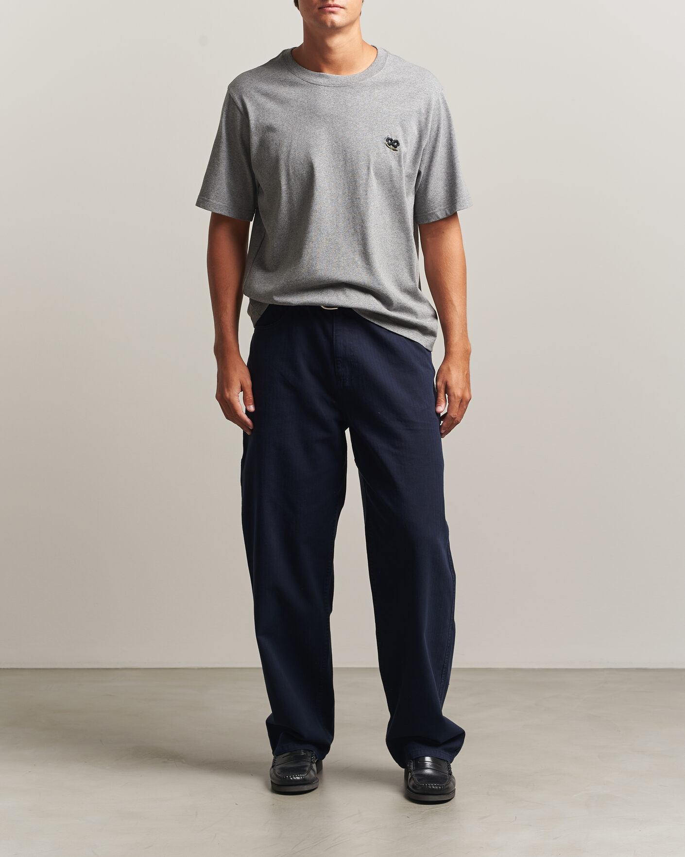 Mies | T-paidat | NN07 | Jett Embroidered Crew Neck T-Shirt Grey Melange