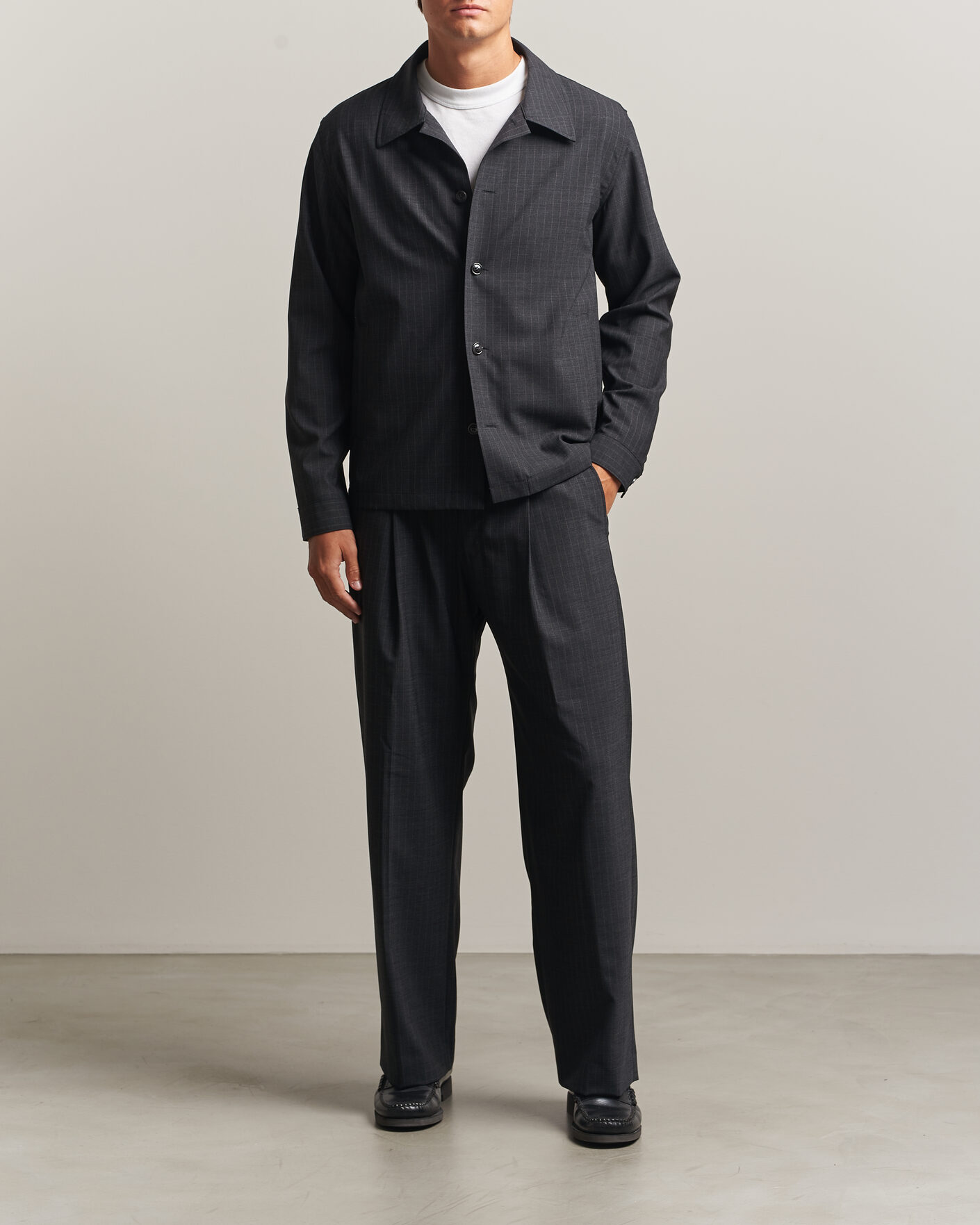 Mies | Housut | NN07 | Kay Wool Pinstriped Trousers Dark Grey