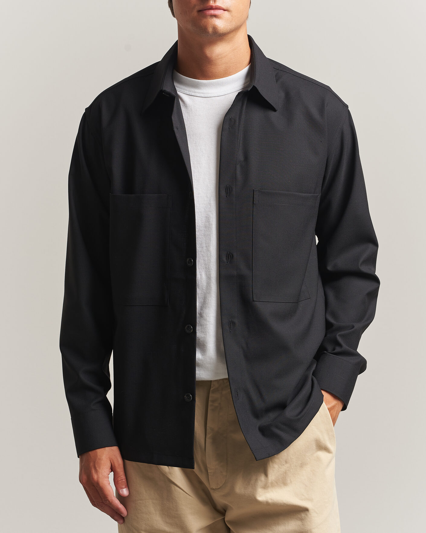Mies | Kauluspaidat | NN07 | Freddy Wool Overshirt Black