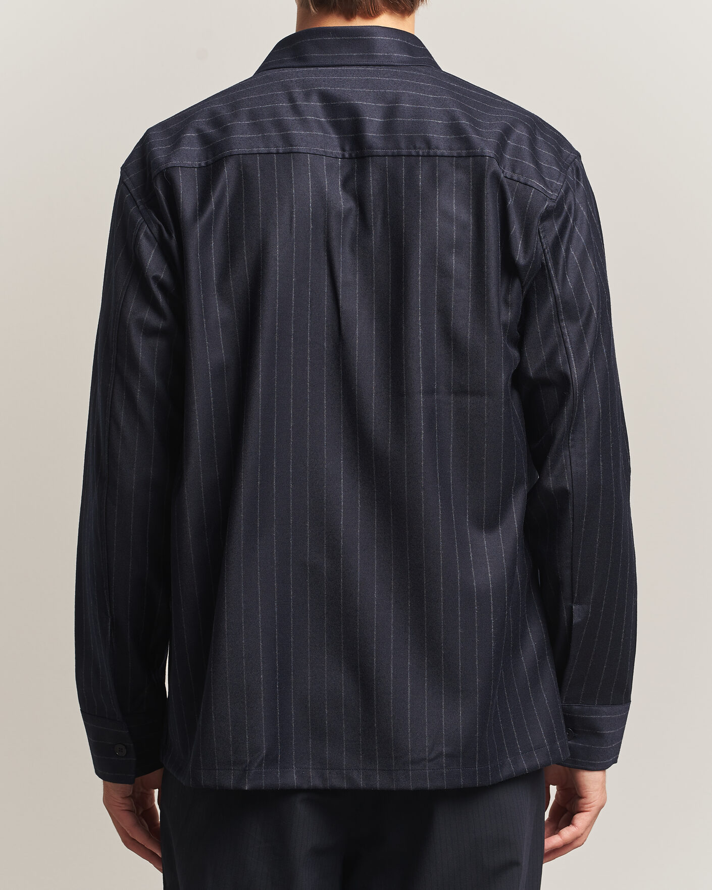 Mies | Kauluspaidat | NN07 | Freddy Wool Pinstriped Overshirt Navy