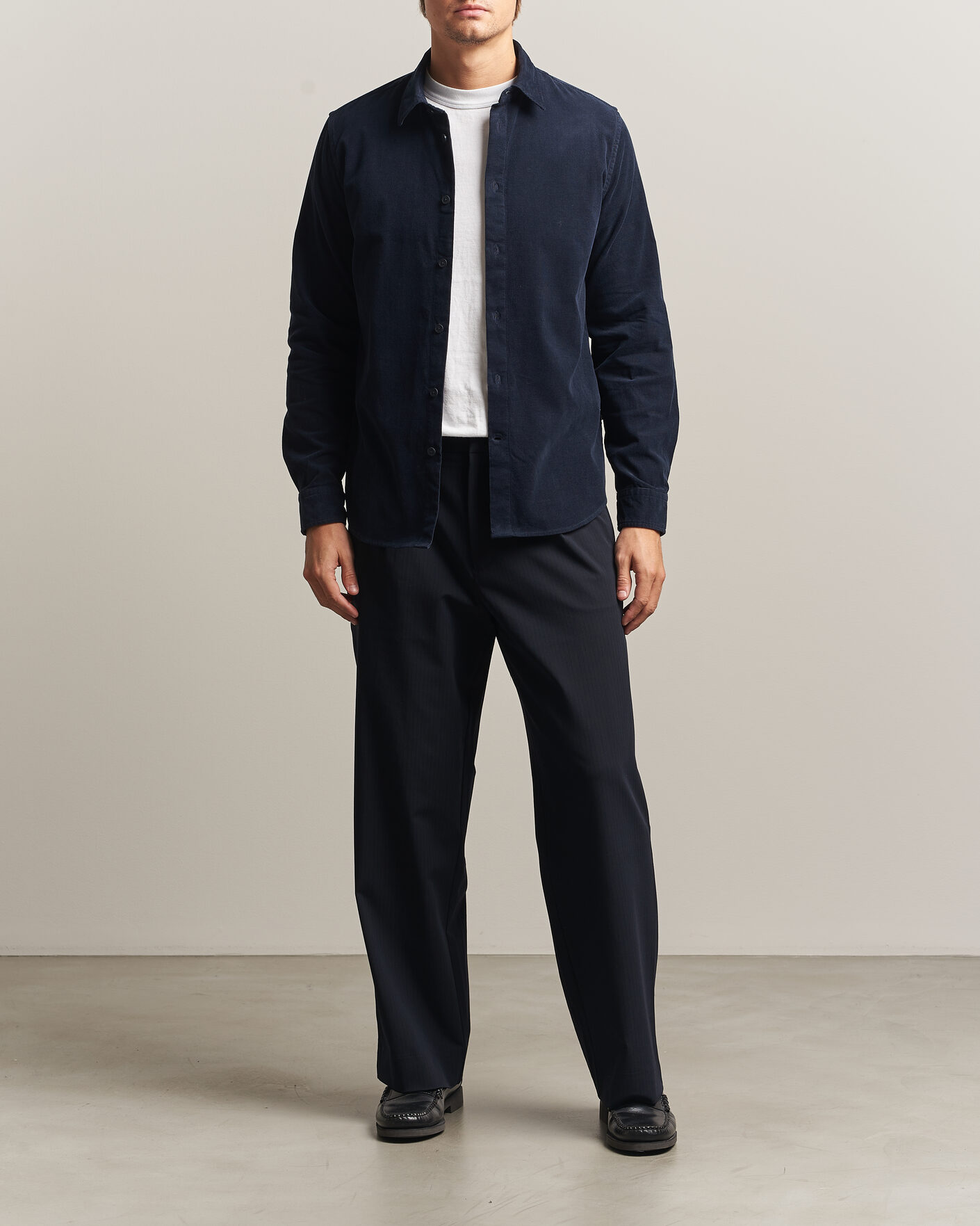 Mies | Kauluspaidat | NN07 | Asher Baby Cord Shirt Navy Blue