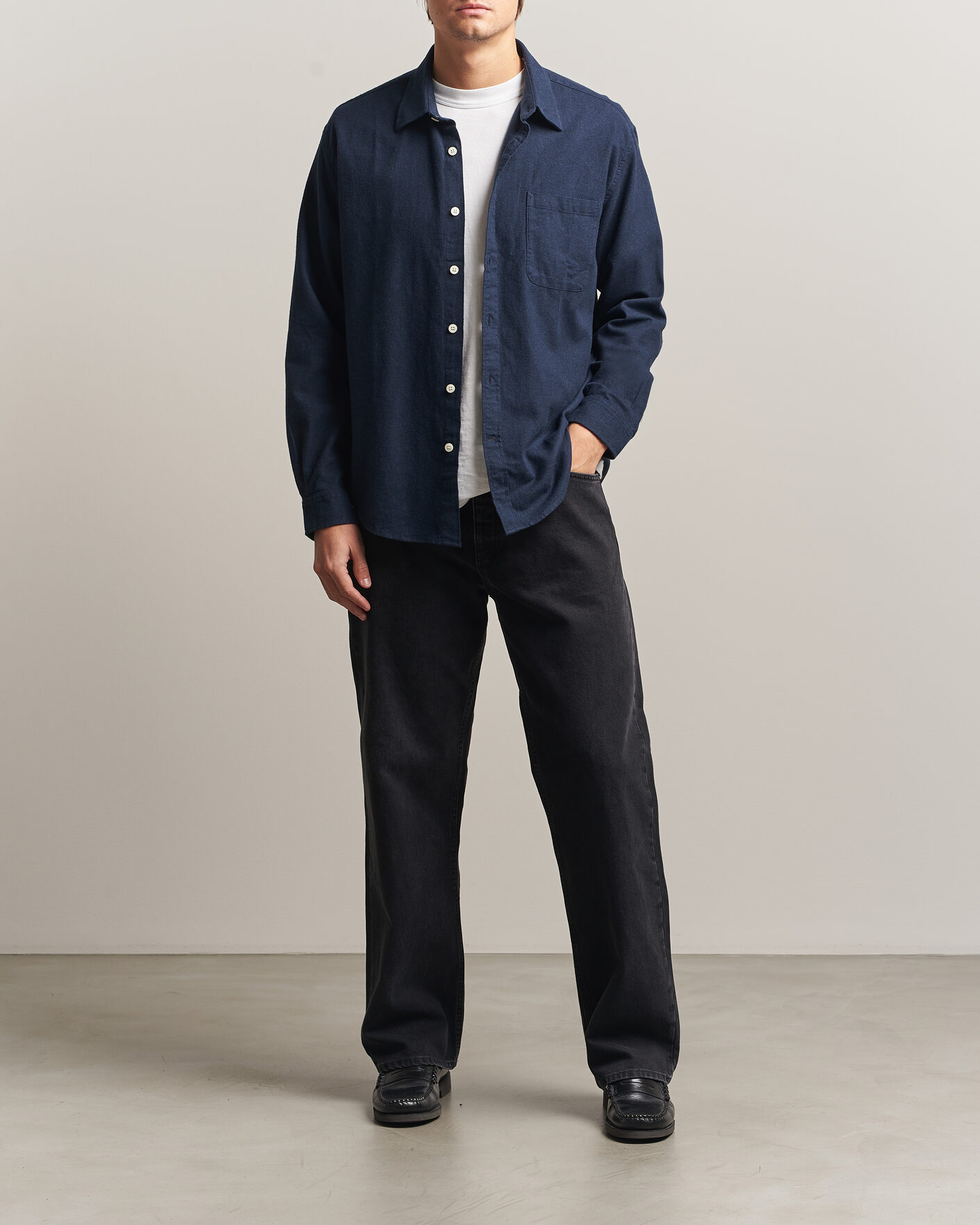 Mies | Kauluspaidat | NN07 | Dino Brushed Flannel Shirt Navy Blue
