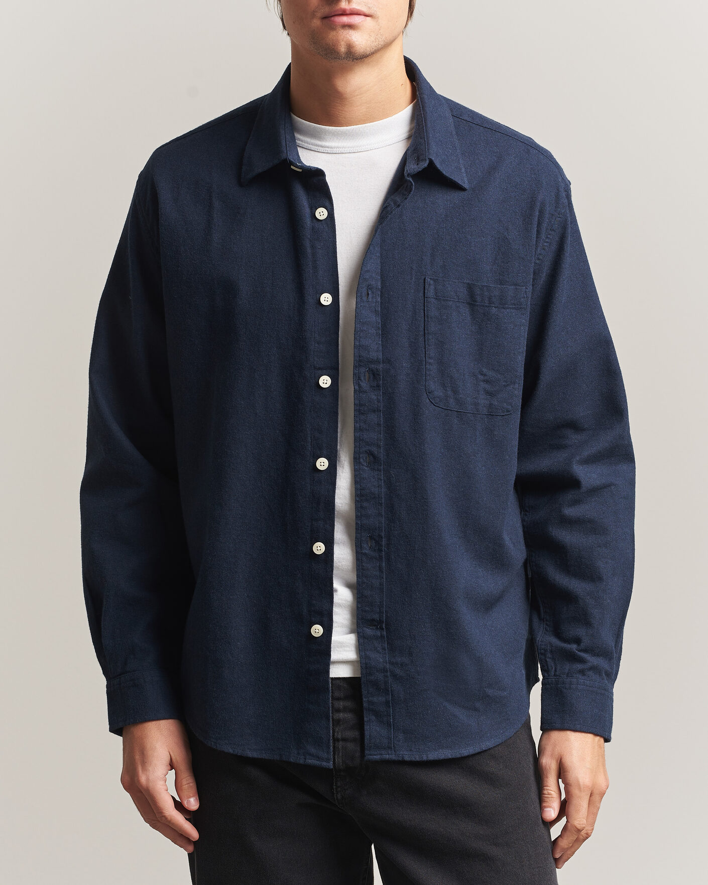 Mies | Kauluspaidat | NN07 | Dino Brushed Flannel Shirt Navy Blue