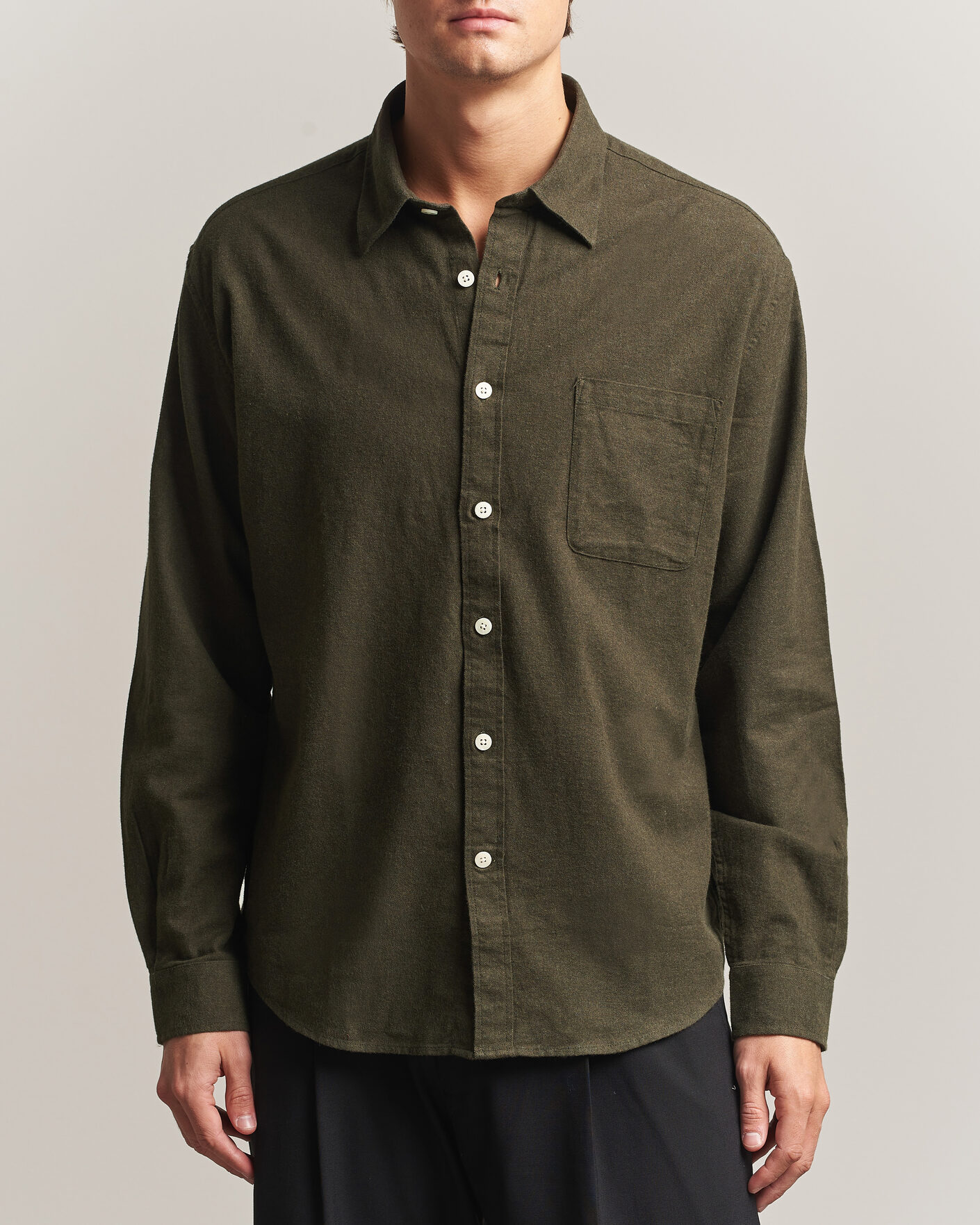 Mies | Kauluspaidat | NN07 | Dino Brushed Flannel Shirt Dark Army