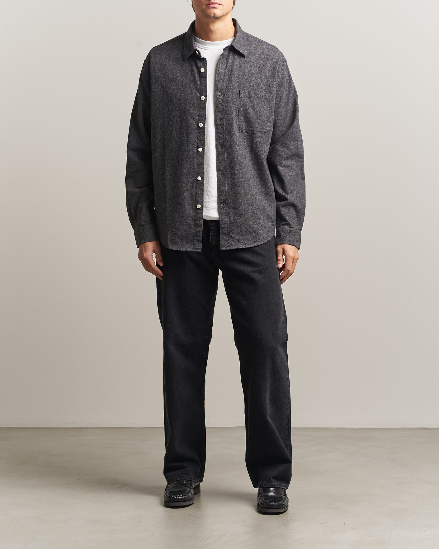 Mies | Kauluspaidat | NN07 | Dino Brushed Flannel Shirt Dark Grey