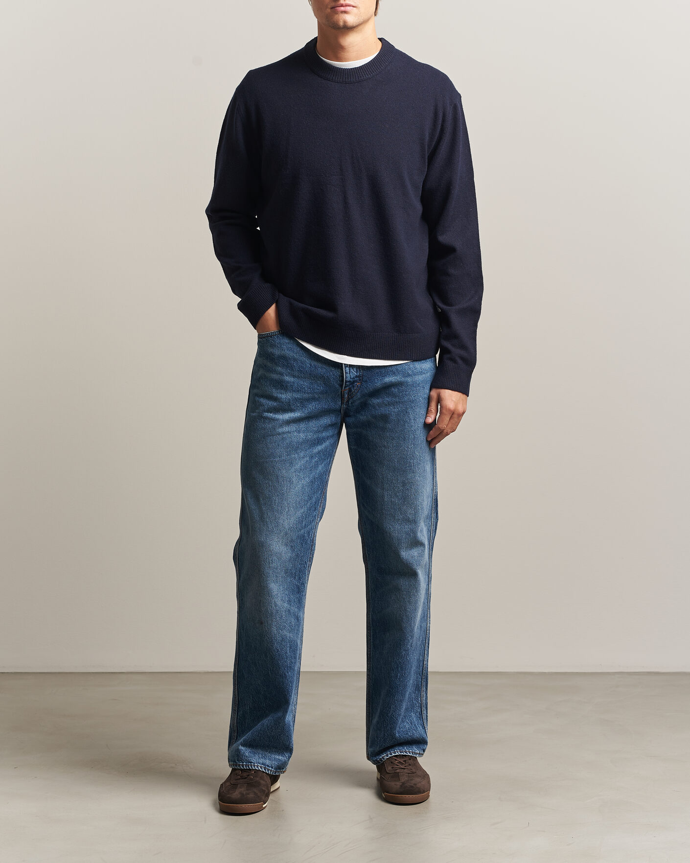Mies | Puserot | NN07 | Raz Lambswool Knitted Sweater Deep Navy
