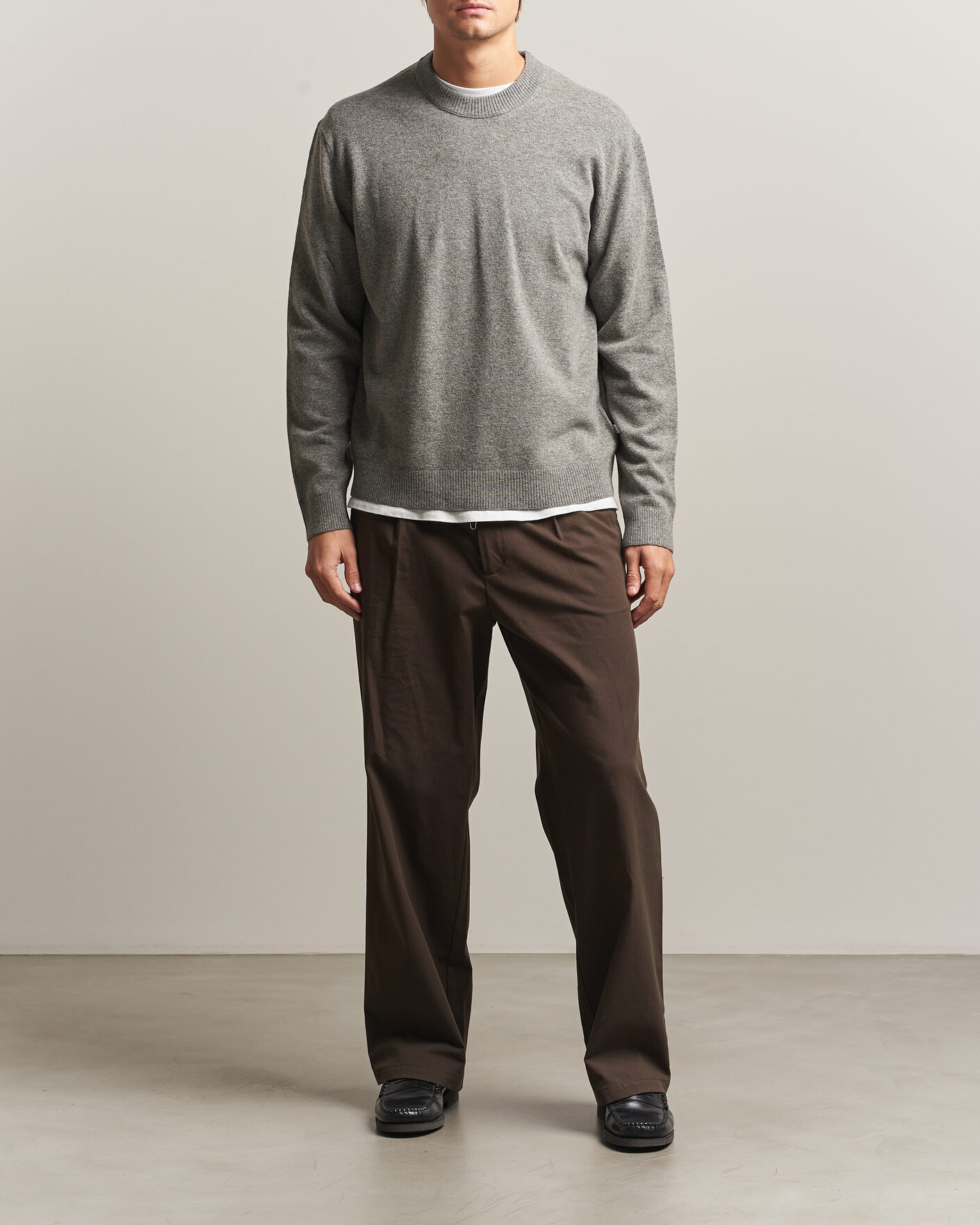Mies | Puserot | NN07 | Raz Lambswool Knitted Sweater Grey Melange