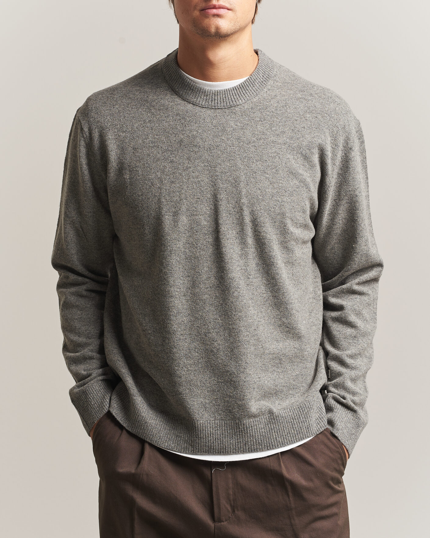 Mies | Puserot | NN07 | Raz Lambswool Knitted Sweater Grey Melange