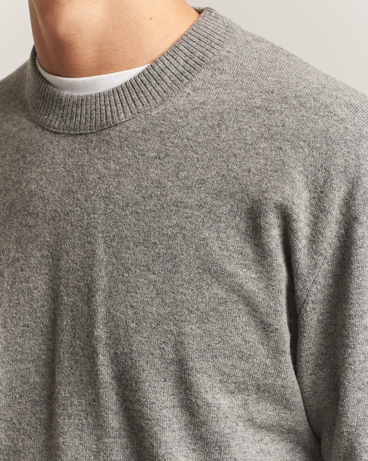 Mies | Puserot | NN07 | Raz Lambswool Knitted Sweater Grey Melange