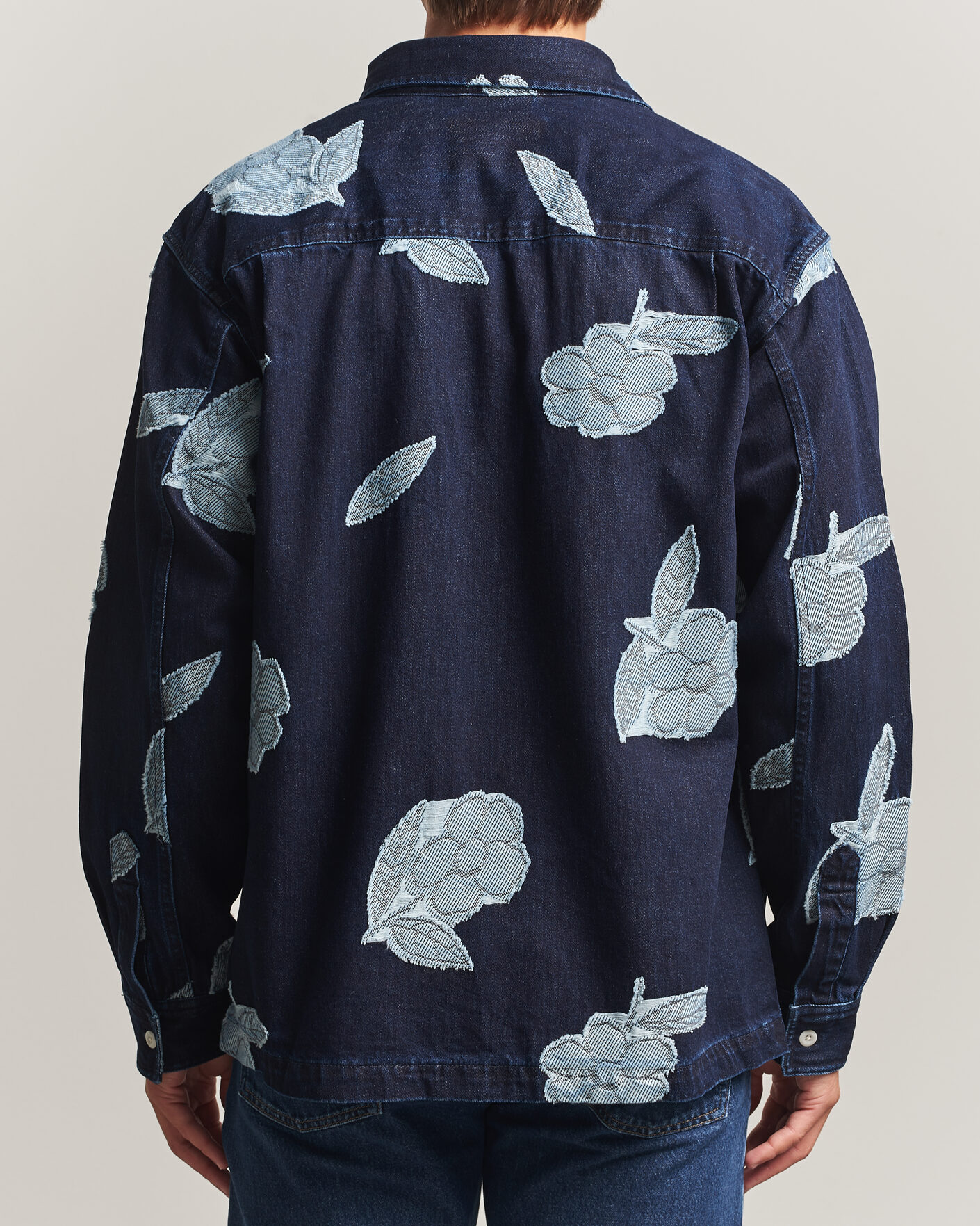 Mies | Kauluspaidat | NN07 | Adwin Fil‑coupé Jacquard Denim Overshirt Dark Blue