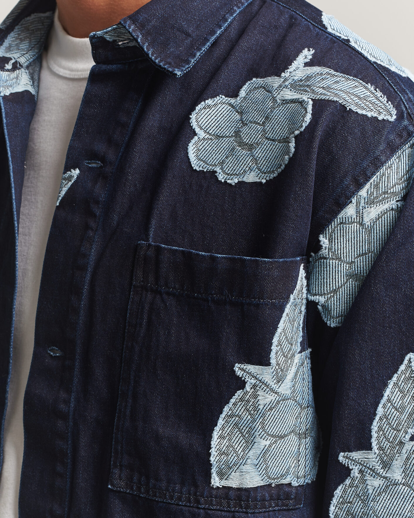 Mies | Kauluspaidat | NN07 | Adwin Fil‑coupé Jacquard Denim Overshirt Dark Blue