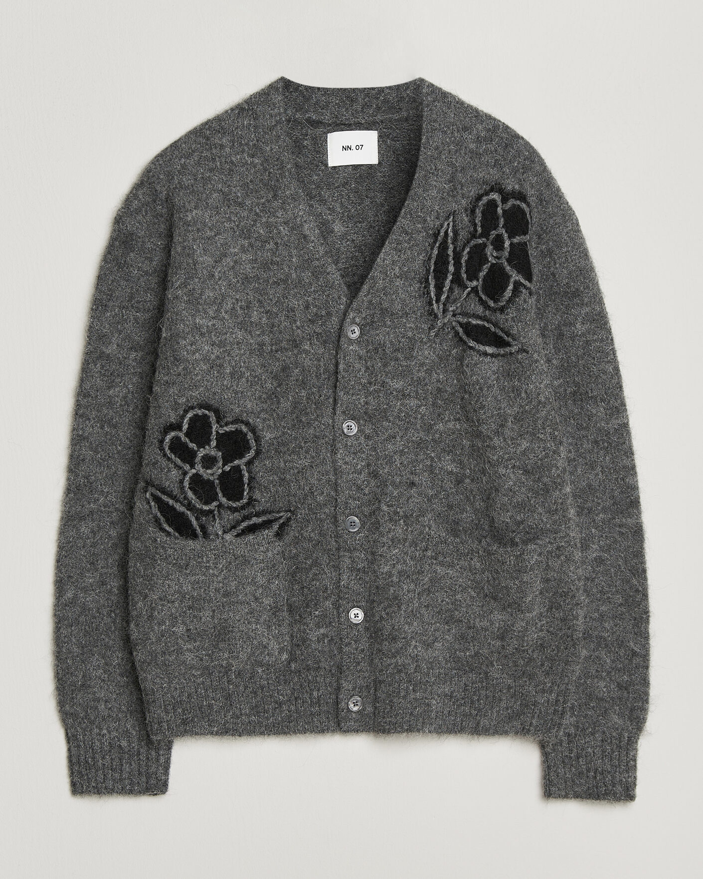Mies | Puserot | NN07 | Kyle Alpaca Knitted Cardigan Dark Grey Melange