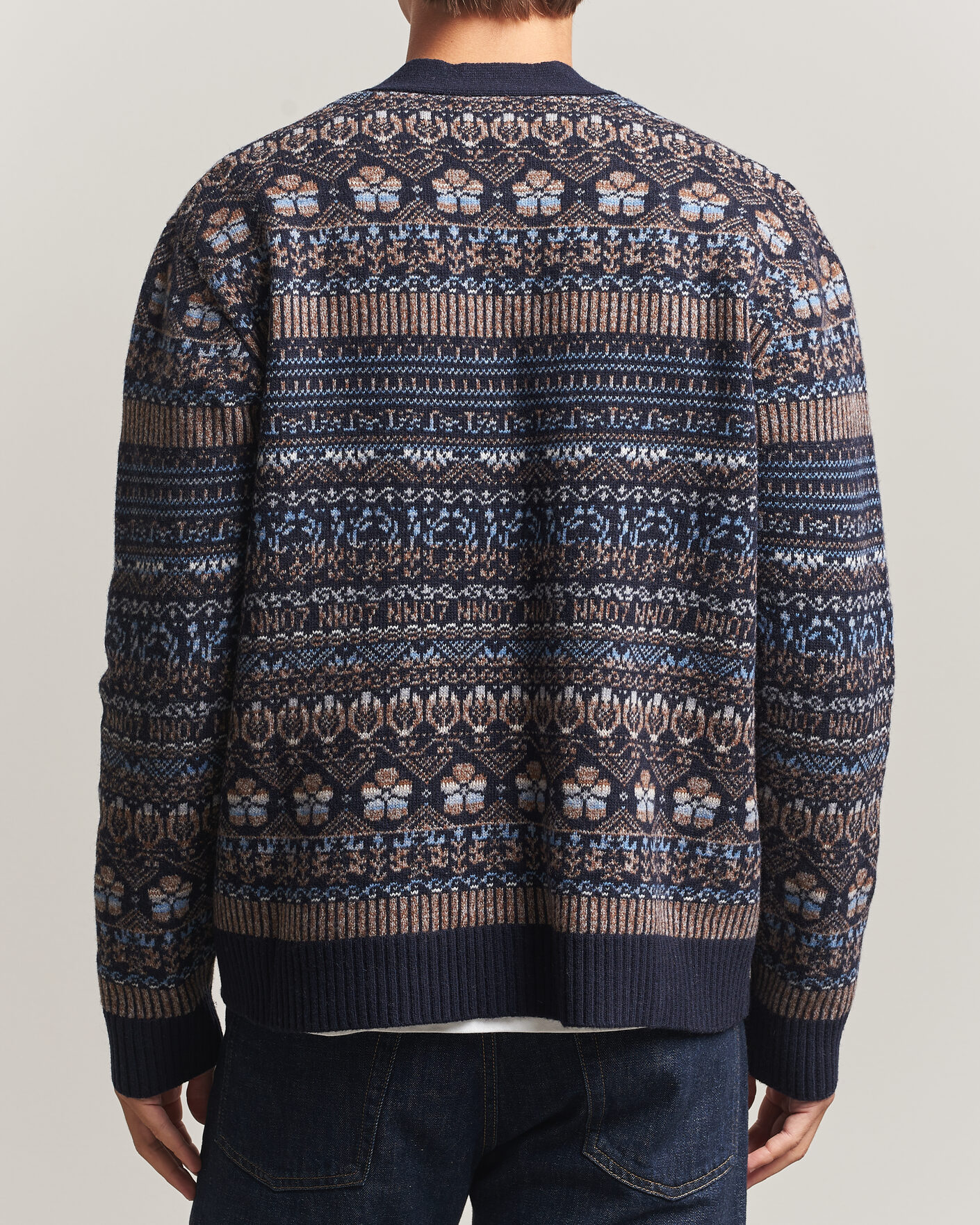 Mies | Puserot | NN07 | Tobias Fairisle Wool Knitted Cardigan Navy Blue