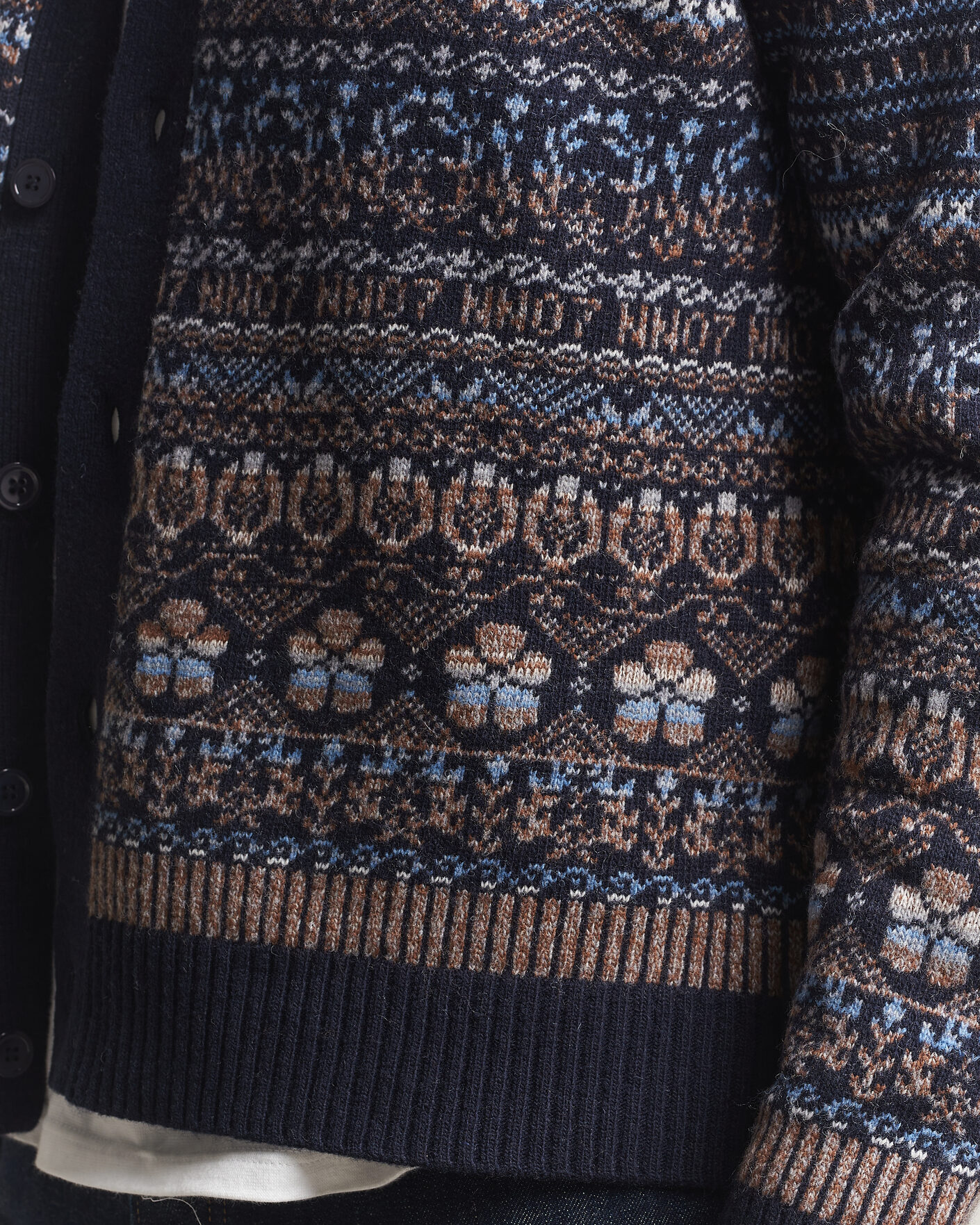 Mies | Puserot | NN07 | Tobias Fairisle Wool Knitted Cardigan Navy Blue